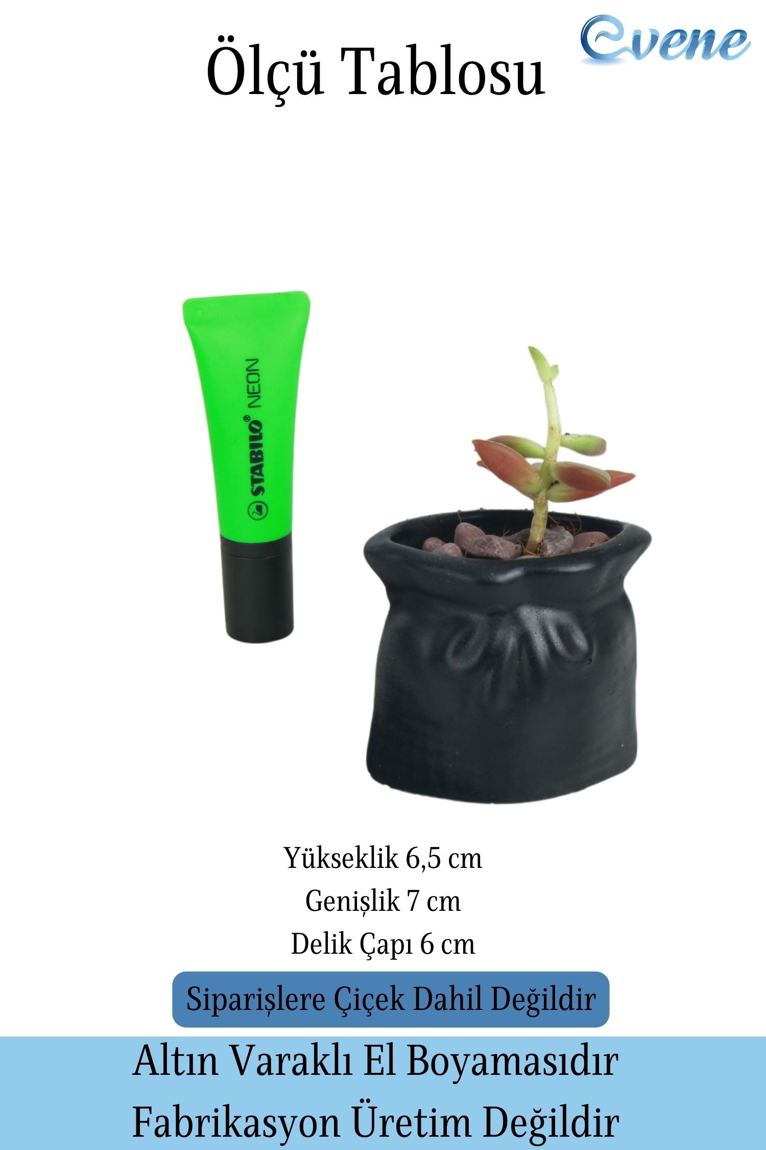 Mini Çiçek Saksısı Küçük Sukulent Siyah Kaktüs Saksı Kese Model