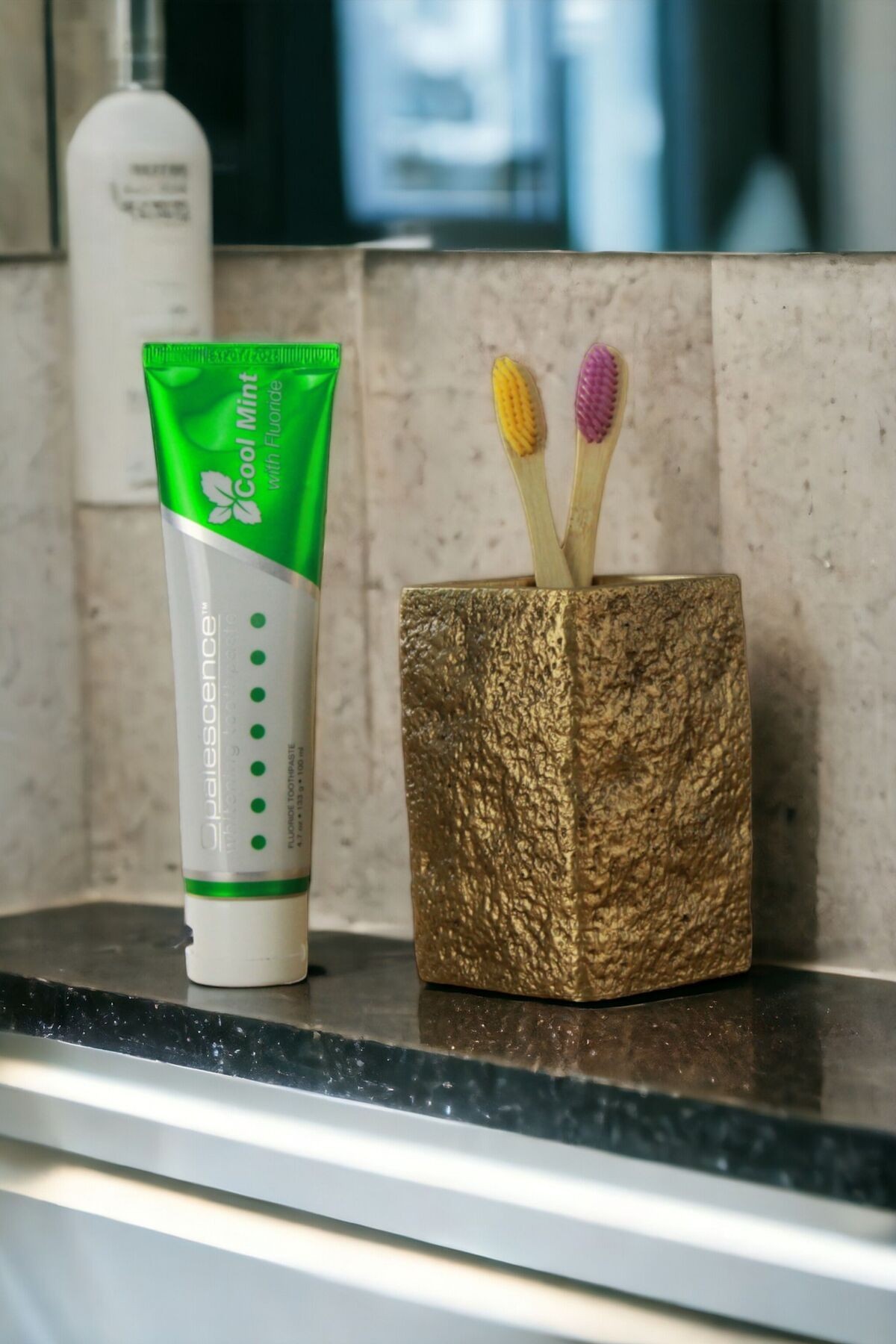 Diş Fırçası Kabı Diş Fırçalığı Fırçalık Altın Eskitme Renk Model 7