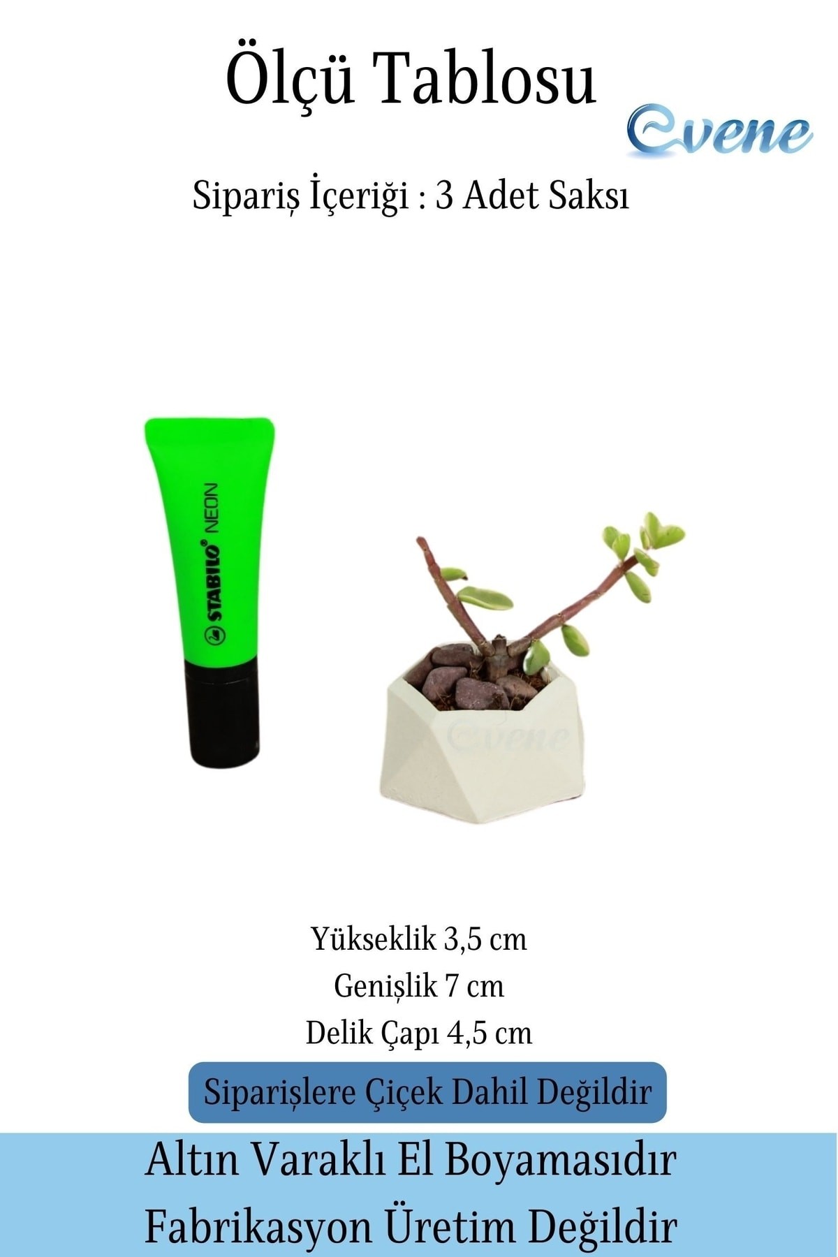 Mini Çiçek Saksı Küçük Sukulent Beyaz Kaktüs Saksısı 3'lü Set Mini Poly 2 Model