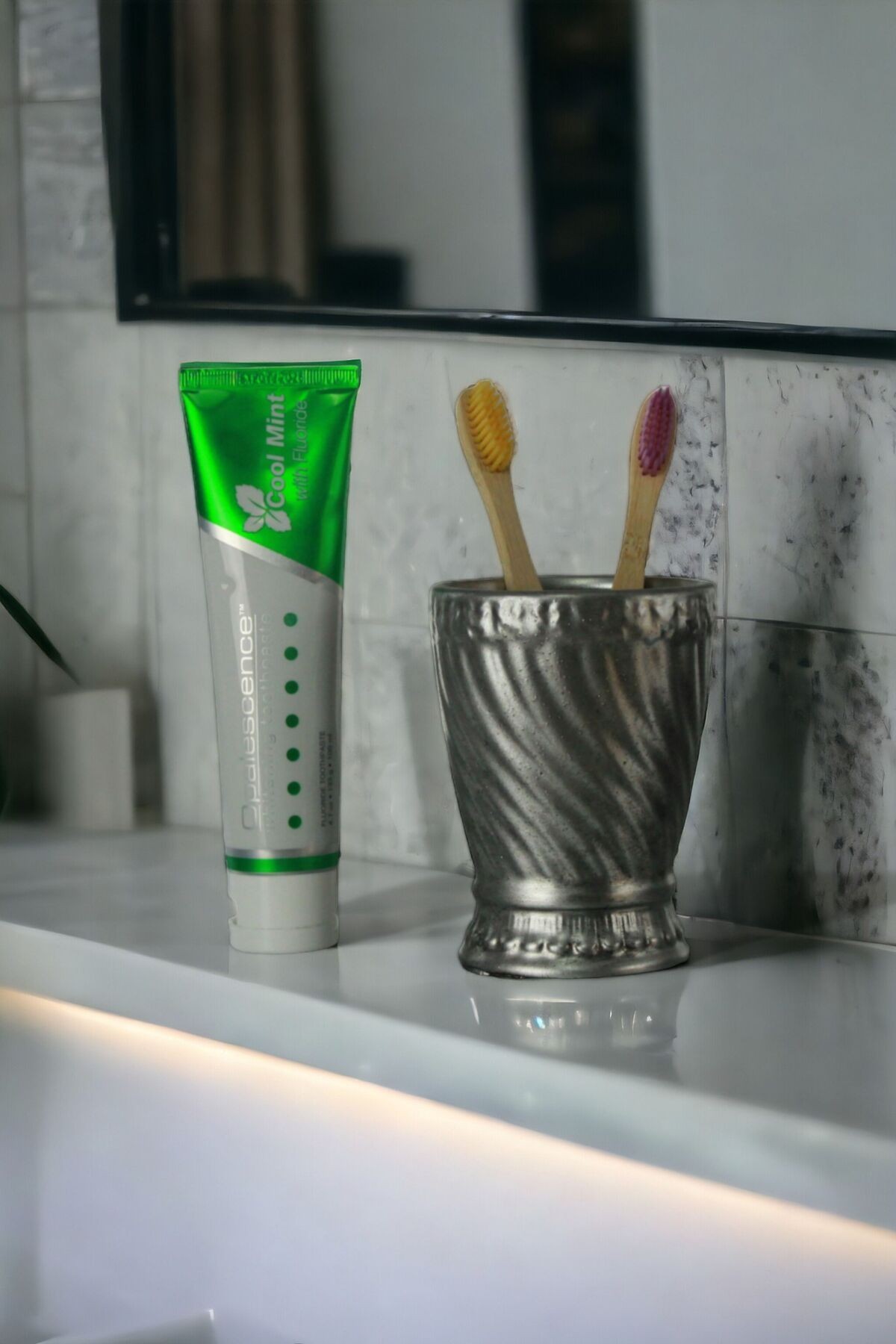 Diş Fırçası Kabı Diş Fırçalığı Fırçalık Gümüş Eskitme Renk Model 14