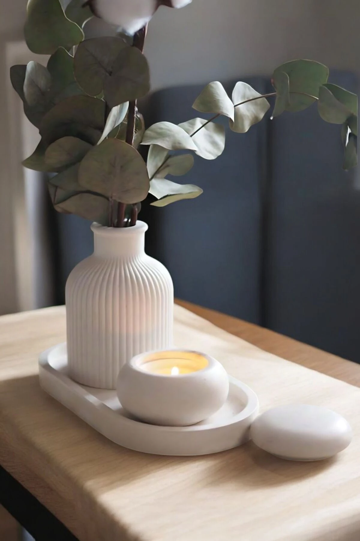 Beyaz Sunumluk Takı Tabağı Dekoratif Tepsi Obje Seti 3 Parça Model 1011