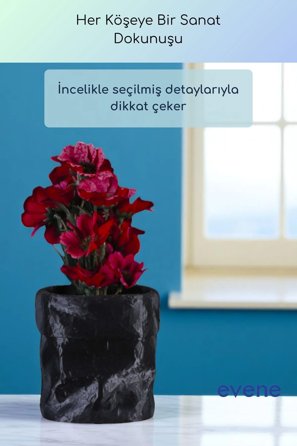 Vazo Küçük Vazo Masa Üstü Vazo Ev Dekorasyon Vazo Siyah Renk Model 80