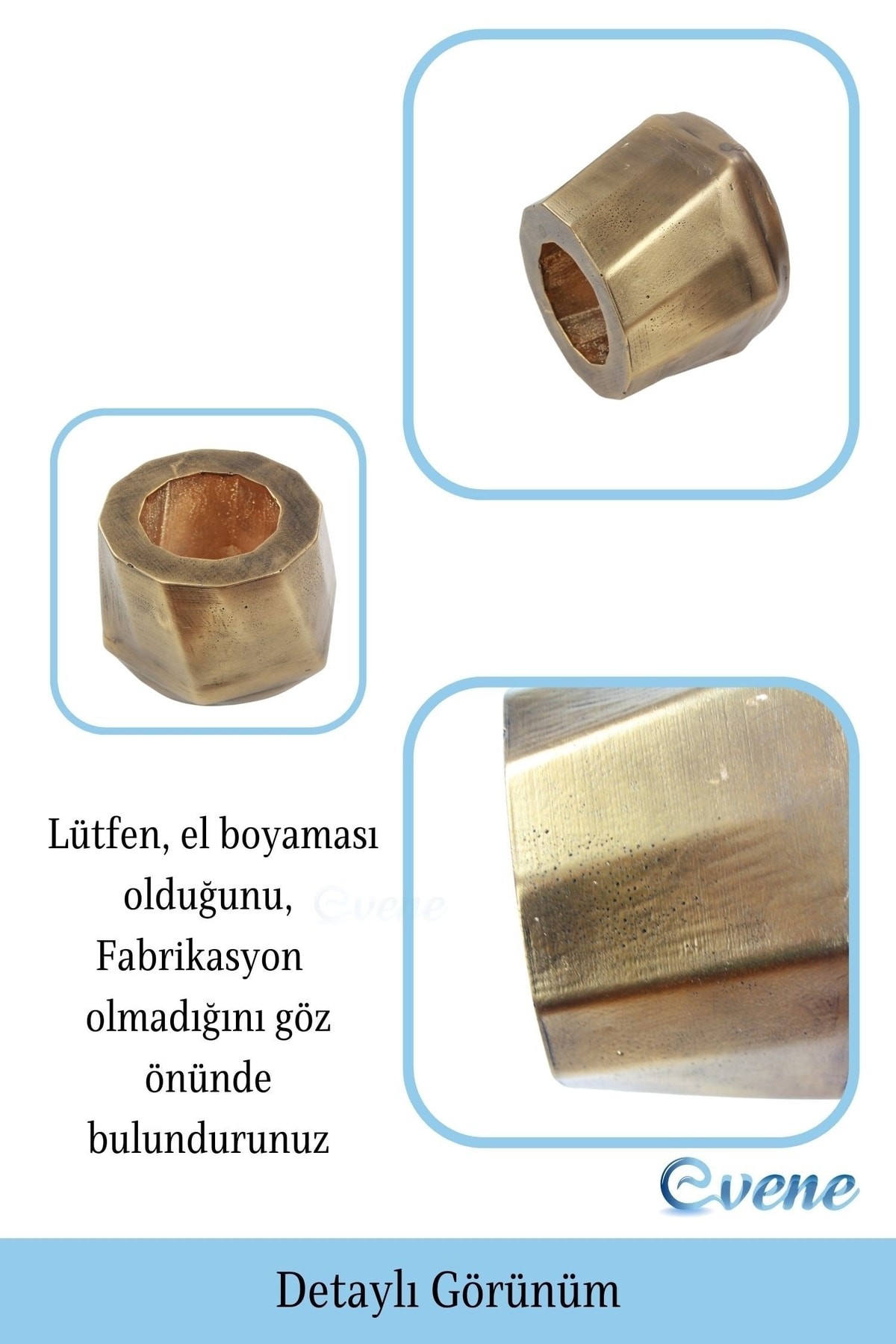 Saksı Çiçek Kaktüs Saksısı Lüx 15 cm Altın Eskitme Varak Boyalı Kalın Çizgi Desen 3'lü Set Çiçeklik