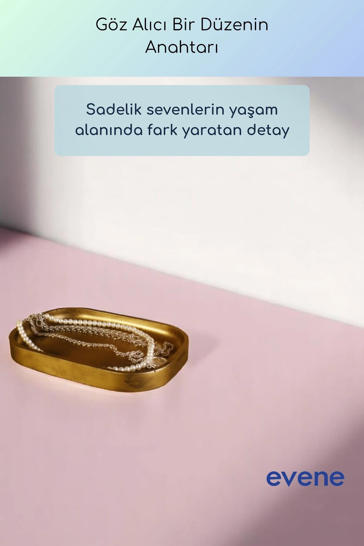 Takı Organizer Makyaj Düzenleyici Kozmetik Organizer Dekoratif Tabak Altın Eskitme Renk Model 35