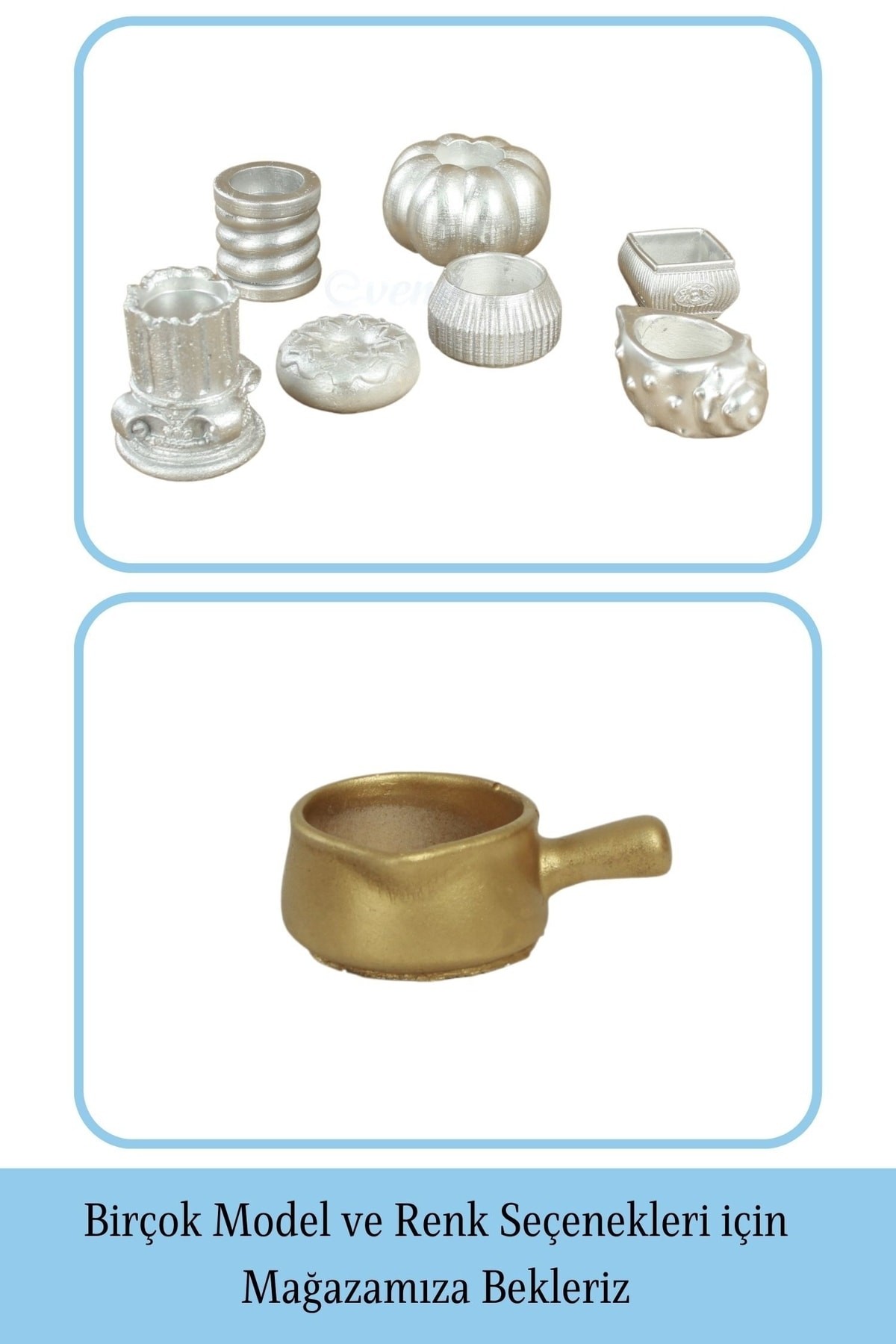 Gümüş Mumluk Şamdan Tealight Mum Uyumlu Mini Tava Model