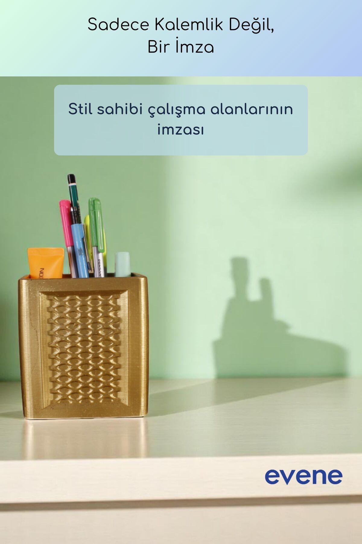 Kalemlik Masa Kalemliği Organizer Kalemlik Altın Renk Model 86