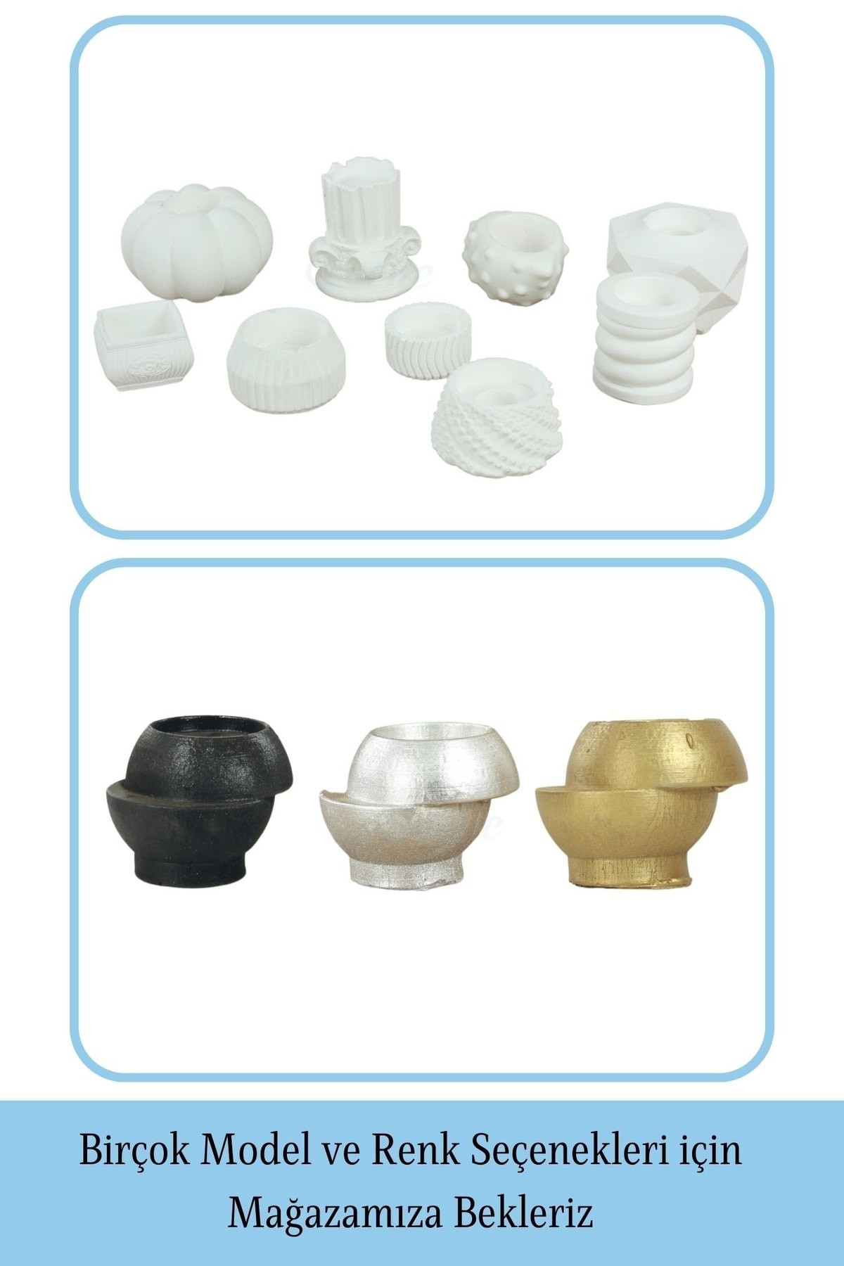 Beyaz Mumluk Şamdan Tealight ve İnce Mum Uyumlu Kesik Model