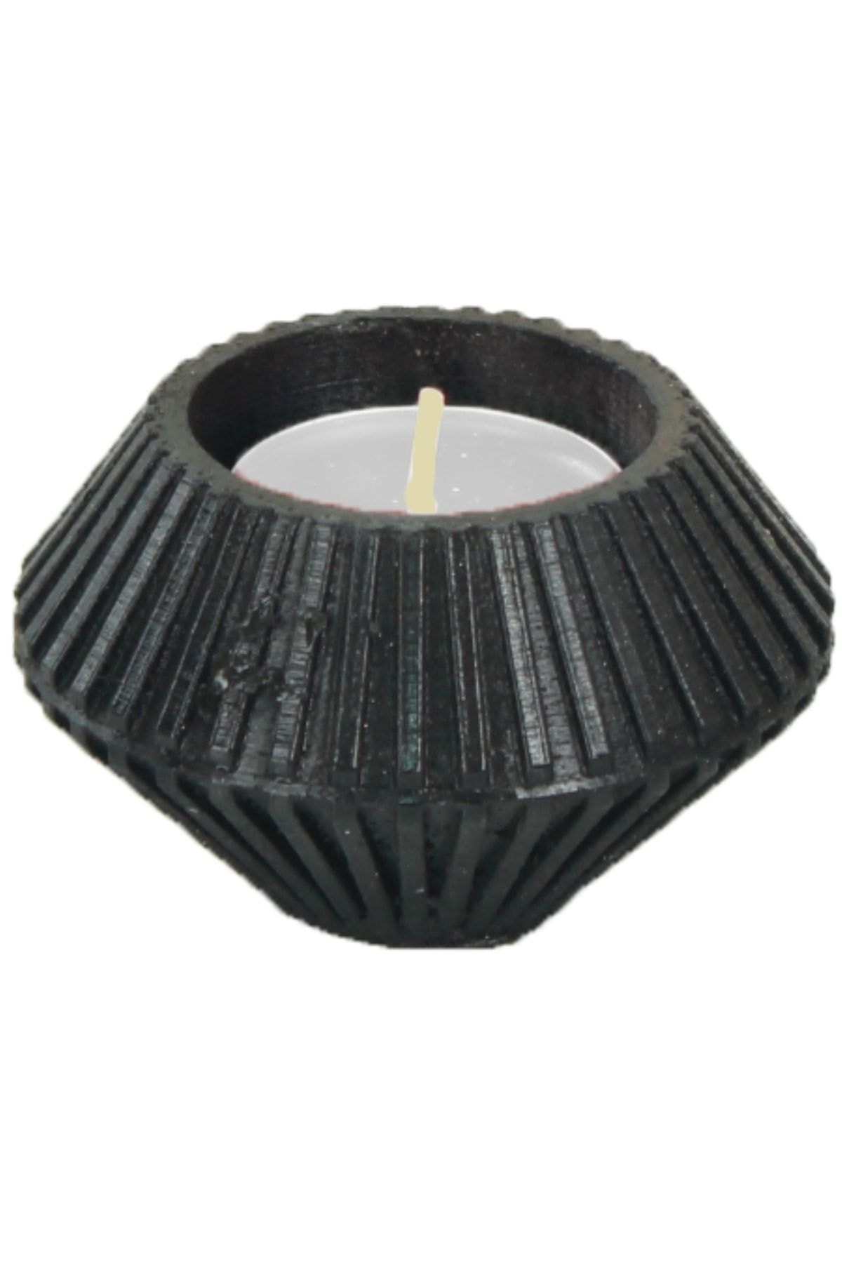 Şamdan Dekoratif Mumluk Siyah Şamdan Tealight Mum Uyumlu Elmas Model