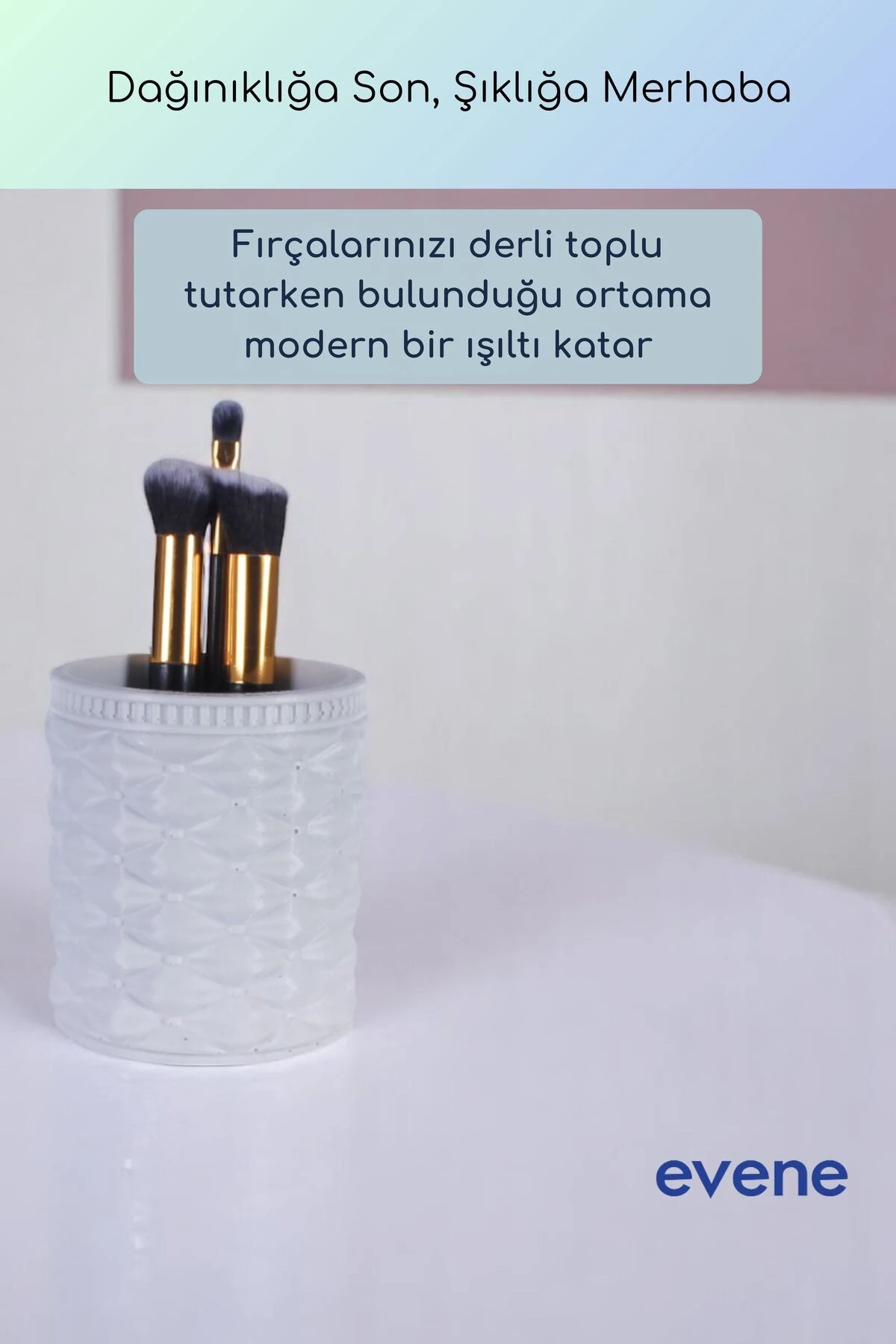 Makyaj Organizeri Makyaj Fırçalığı Makyaj Organizer Düzenleyici Beyaz Renk Model 85