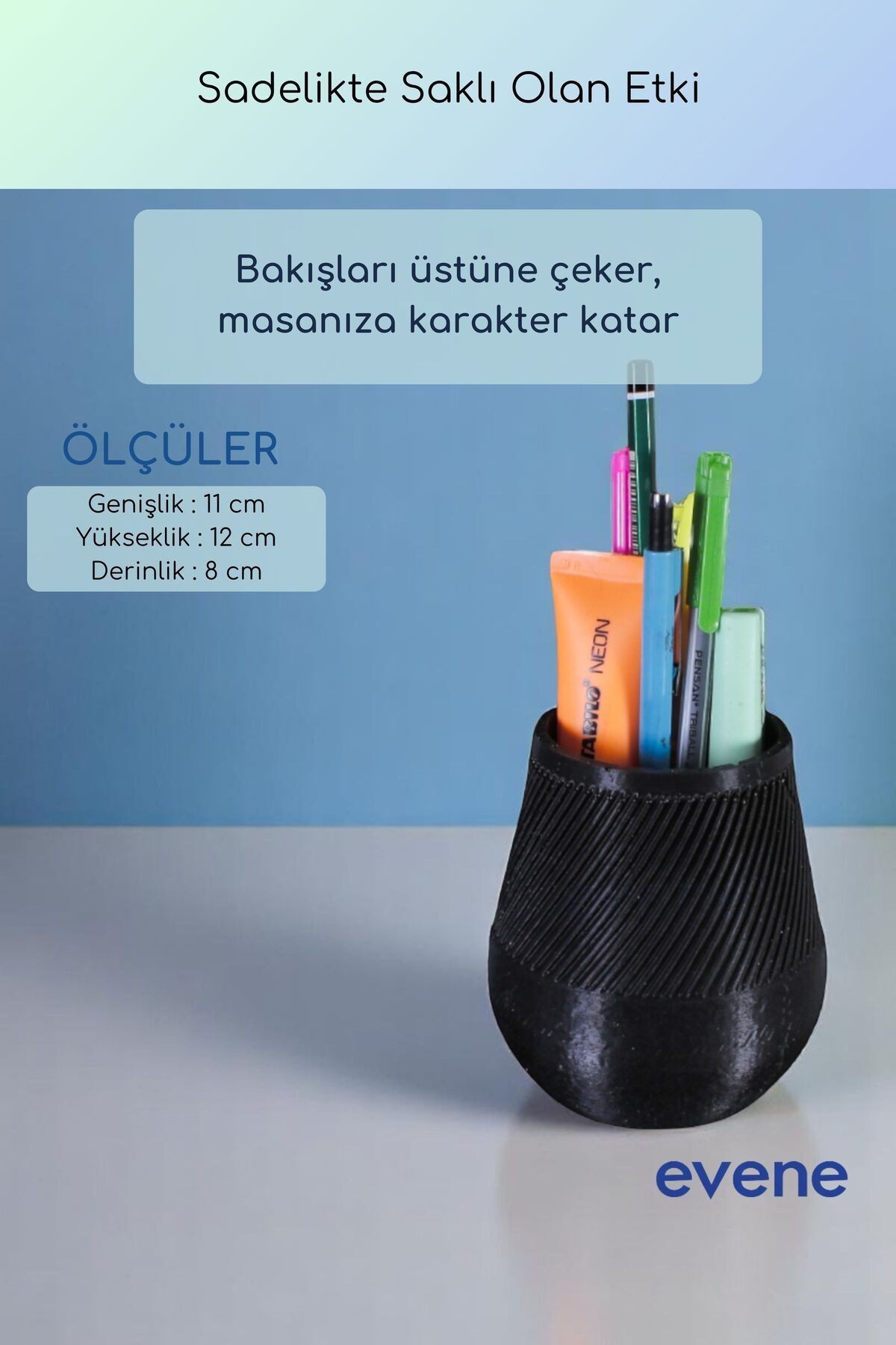 Kalemlik Masa Kalemliği Organizer Kalemlik Siyah Renk Model 89