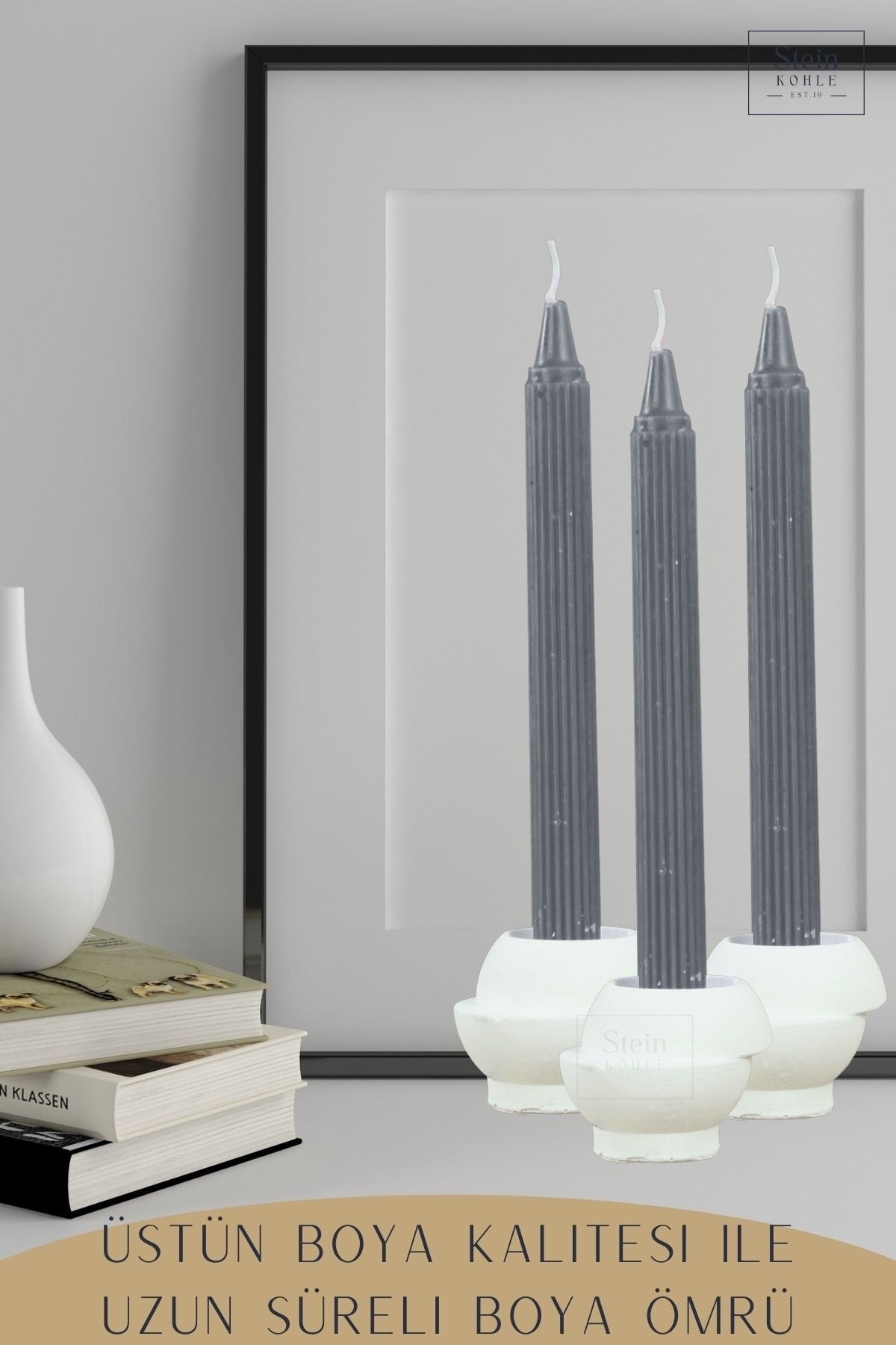 Şamdan Dekoratif Mumluk Beyaz Şamdan Tealight ve Uzun Mum Uyumlu Kesik Model