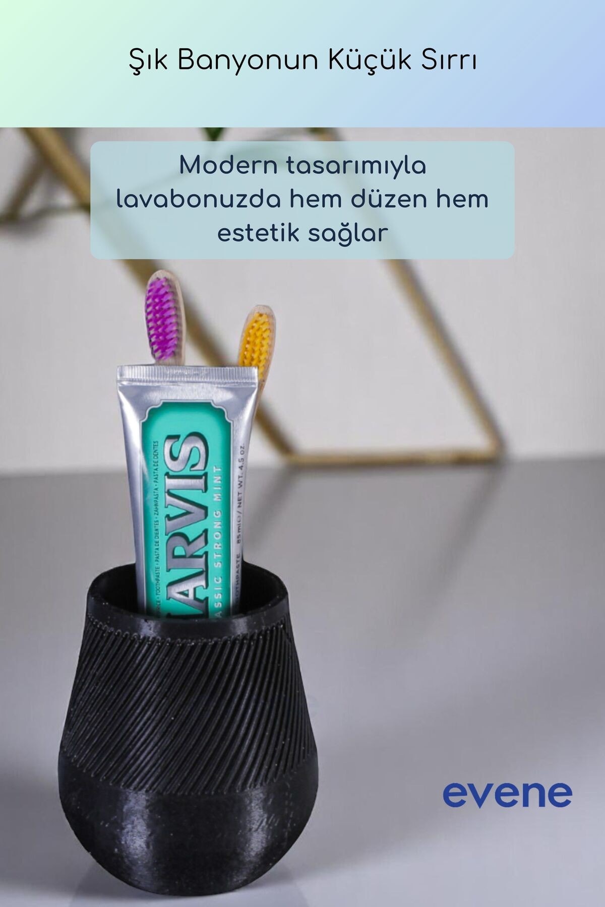 Diş Fırçalığı Diş Fırçalık Diş Fırçası Standı Diş Fırçası Tutucu Siyah Renk Model 89