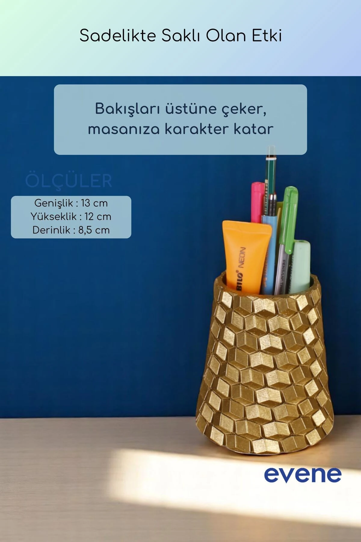 Kalemlik Masa Kalemliği Organizer Kalemlik Altın Renk Model 84