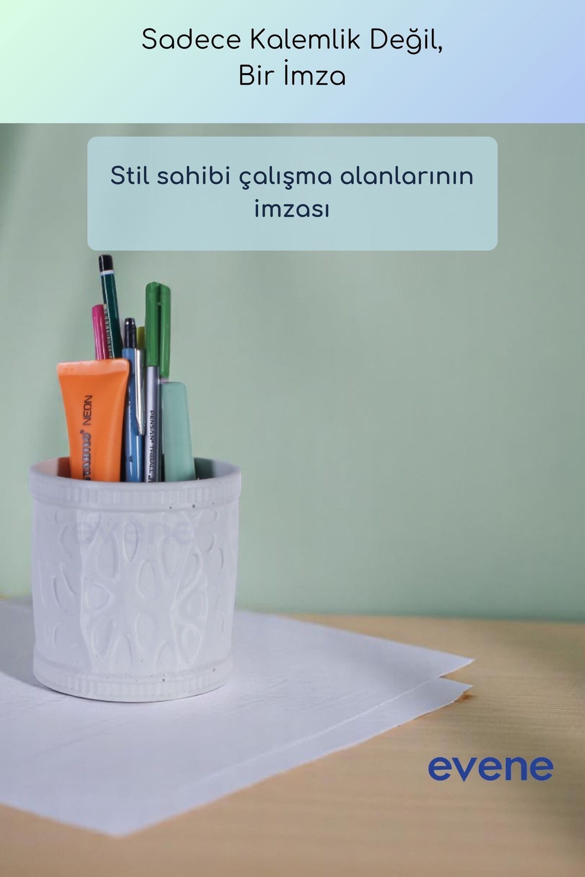 Kalemlik Masa Kalemliği Organizer Kalemlik Beyaz Renk Model 76