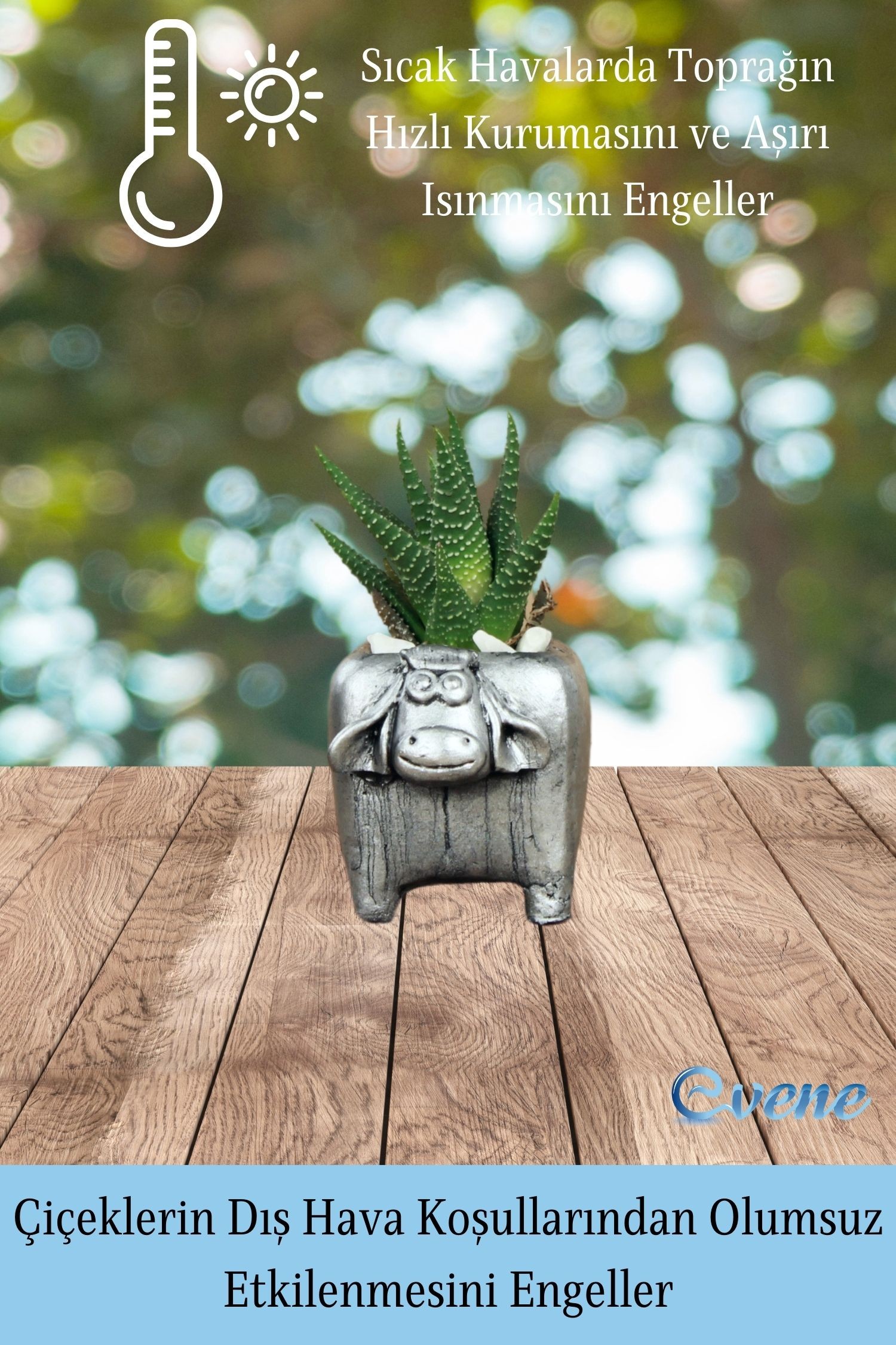 Mini Çiçek Saksısı Küçük Sukulent Gümüş Eskitme Kaktüs Saksı Mini İnek Model