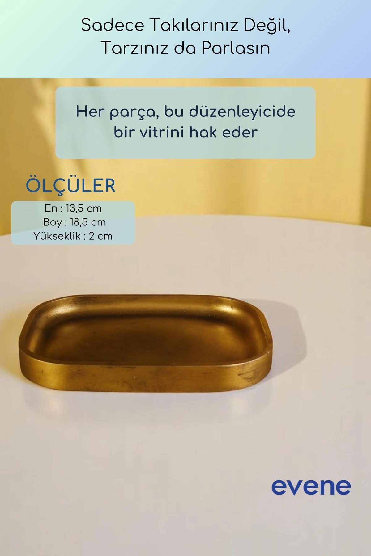 Takı Organizer Makyaj Düzenleyici Kozmetik Organizer Dekoratif Tabak Altın Eskitme Renk Model 35