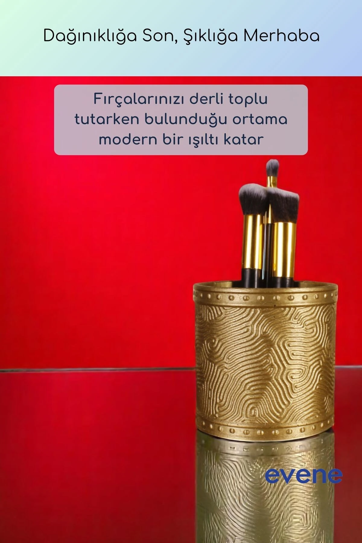 Makyaj Organizeri Makyaj Fırçalığı Makyaj Organizer Düzenleyici Altın Renk Model 82