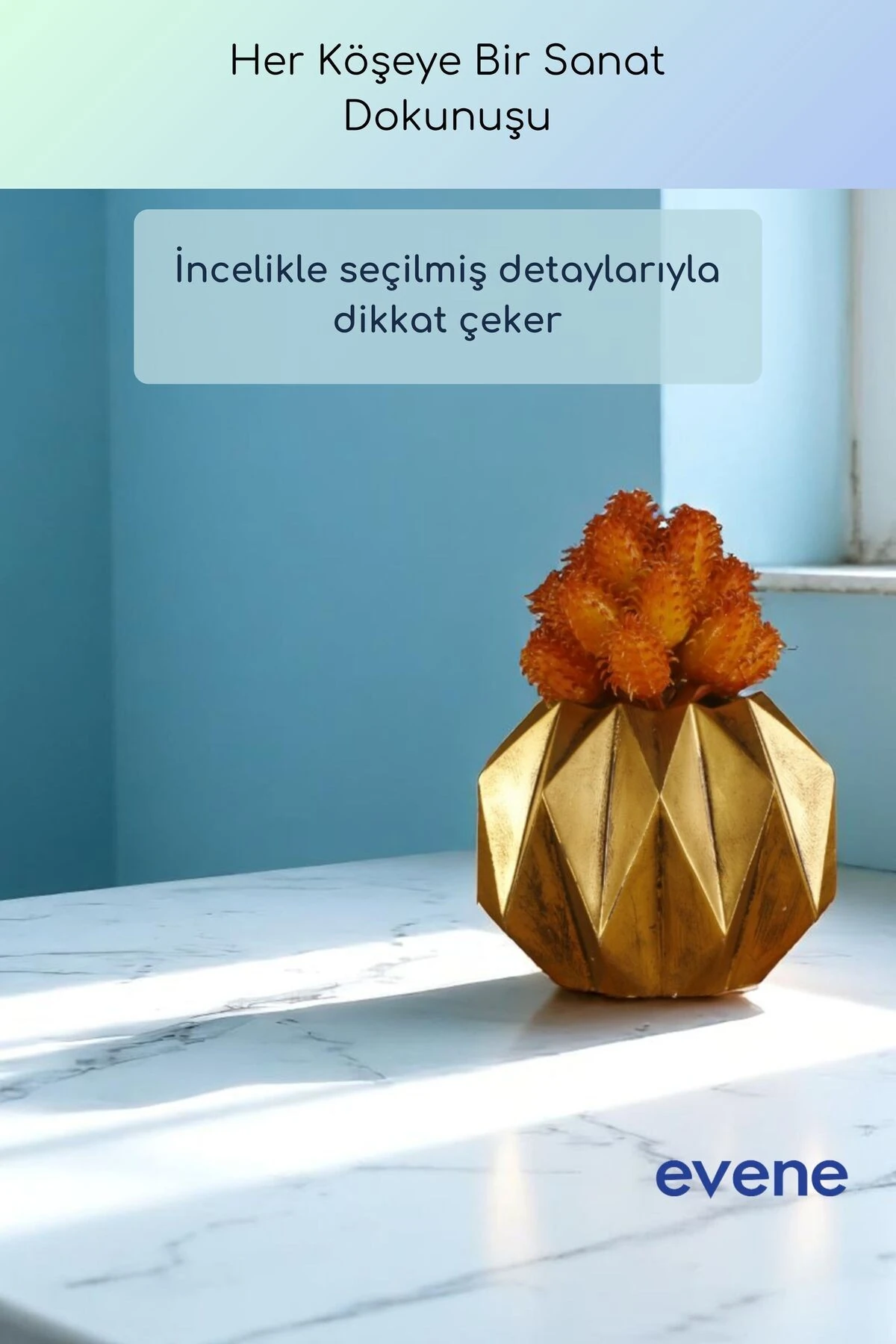 Vazo Küçük Vazo Masa Üstü Vazo Ev Dekorasyon Vazo Altın Eskitme Renk Model 64