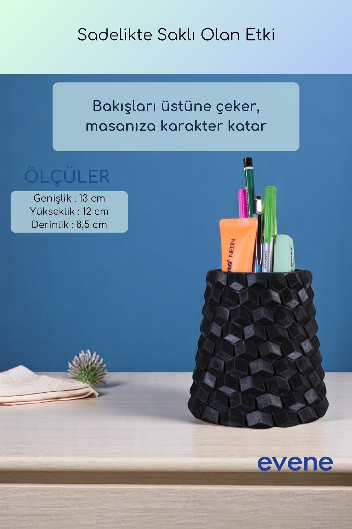 Kalemlik Masa Kalemliği Organizer Kalemlik Siyah Renk Model 84