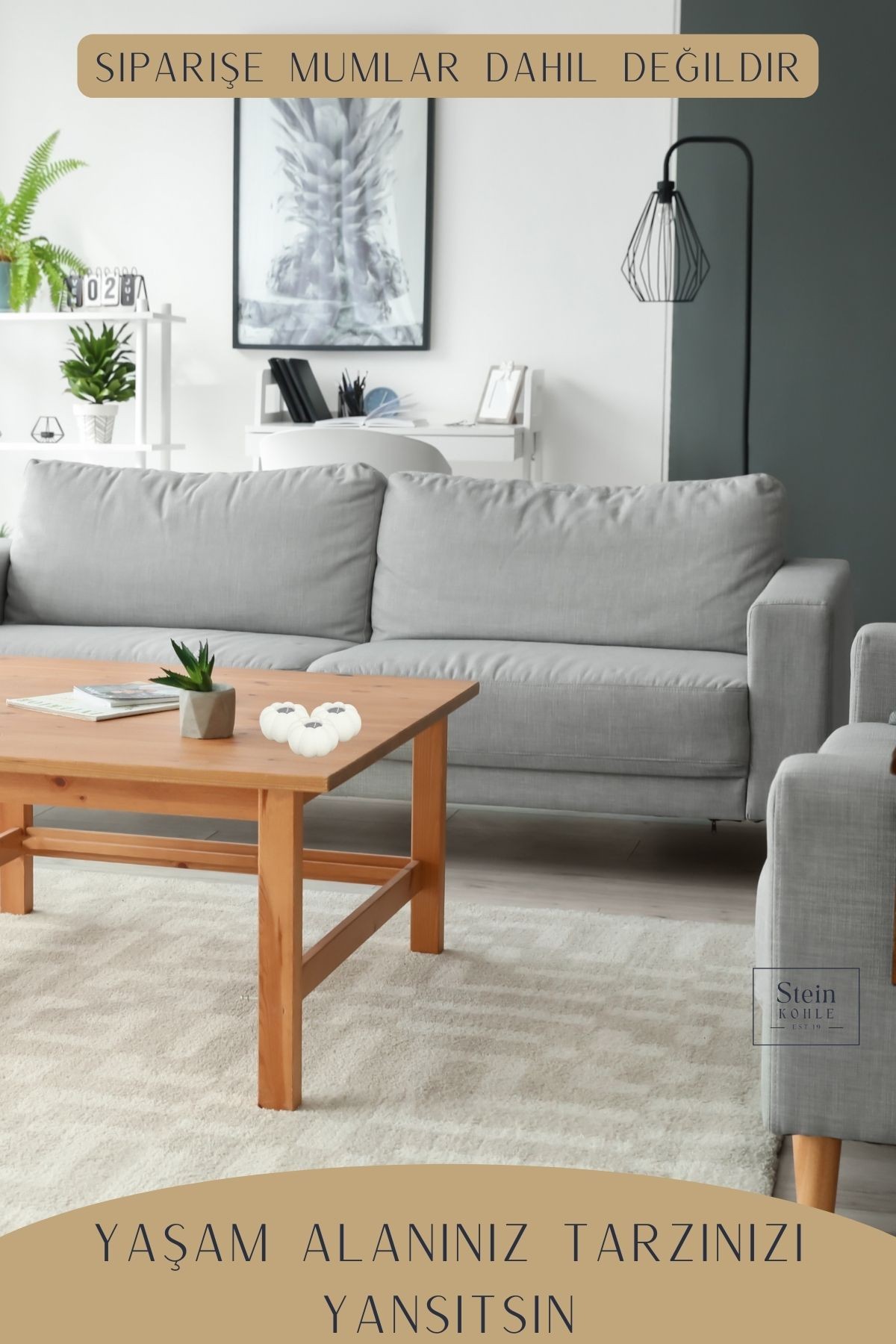 Şamdan Dekoratif Mumluk Beyaz Şamdan Set 3 lü (Üçlü) Tealight ve Uzun Mum Uyumlu Kabak Model