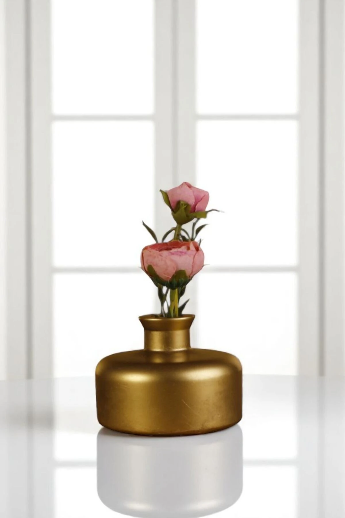 Vazo Küçük Vazo Masa Üstü Vazo Ev Dekorasyon Vazo Altın Eskitme Renk Model 61 image