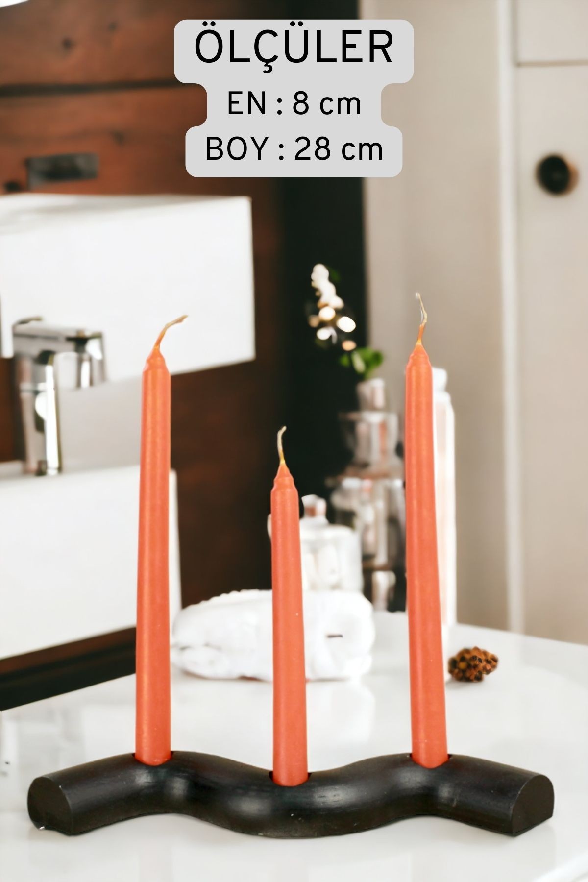 Şamdan Mumluk Siyah Tealight ve Şamdan Mum Uyumlu Model 14