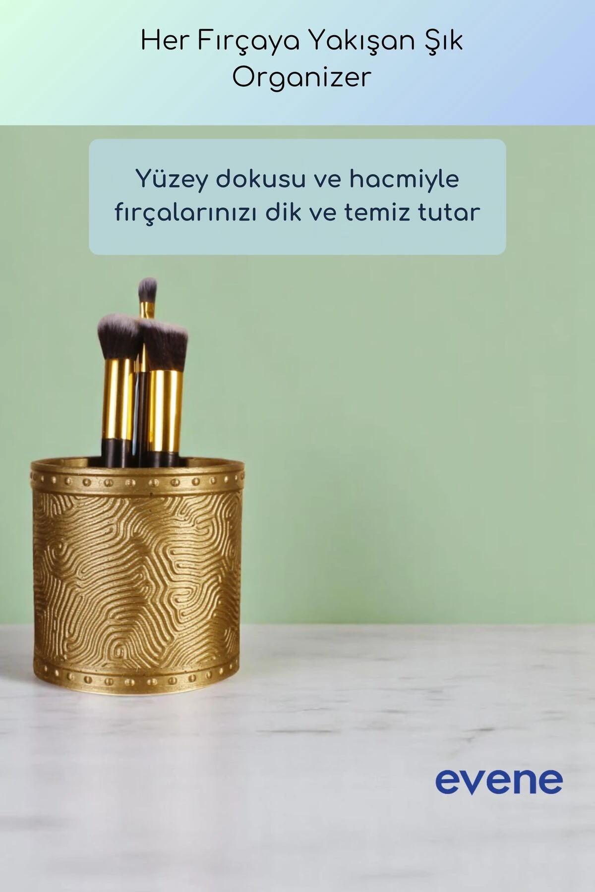 Makyaj Organizeri Makyaj Fırçalığı Makyaj Organizer Düzenleyici Altın Renk Model 82