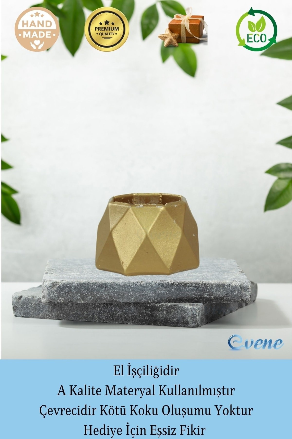 Altın Mumluk Şamdan Tealight Mum Uyumlu Poly Küçük 1 Model