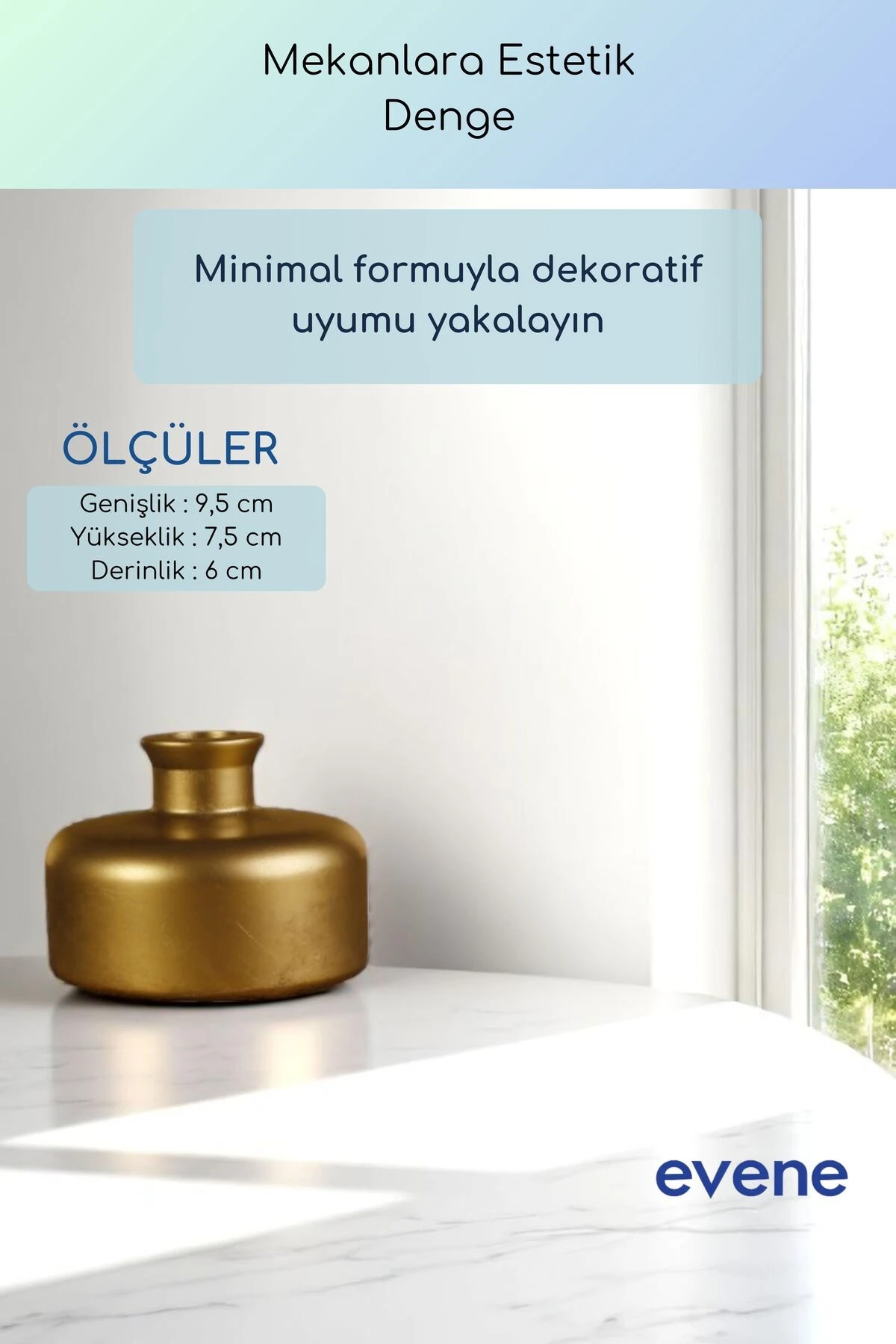 Vazo Küçük Vazo Masa Üstü Vazo Ev Dekorasyon Vazo Altın Eskitme Renk Model 61