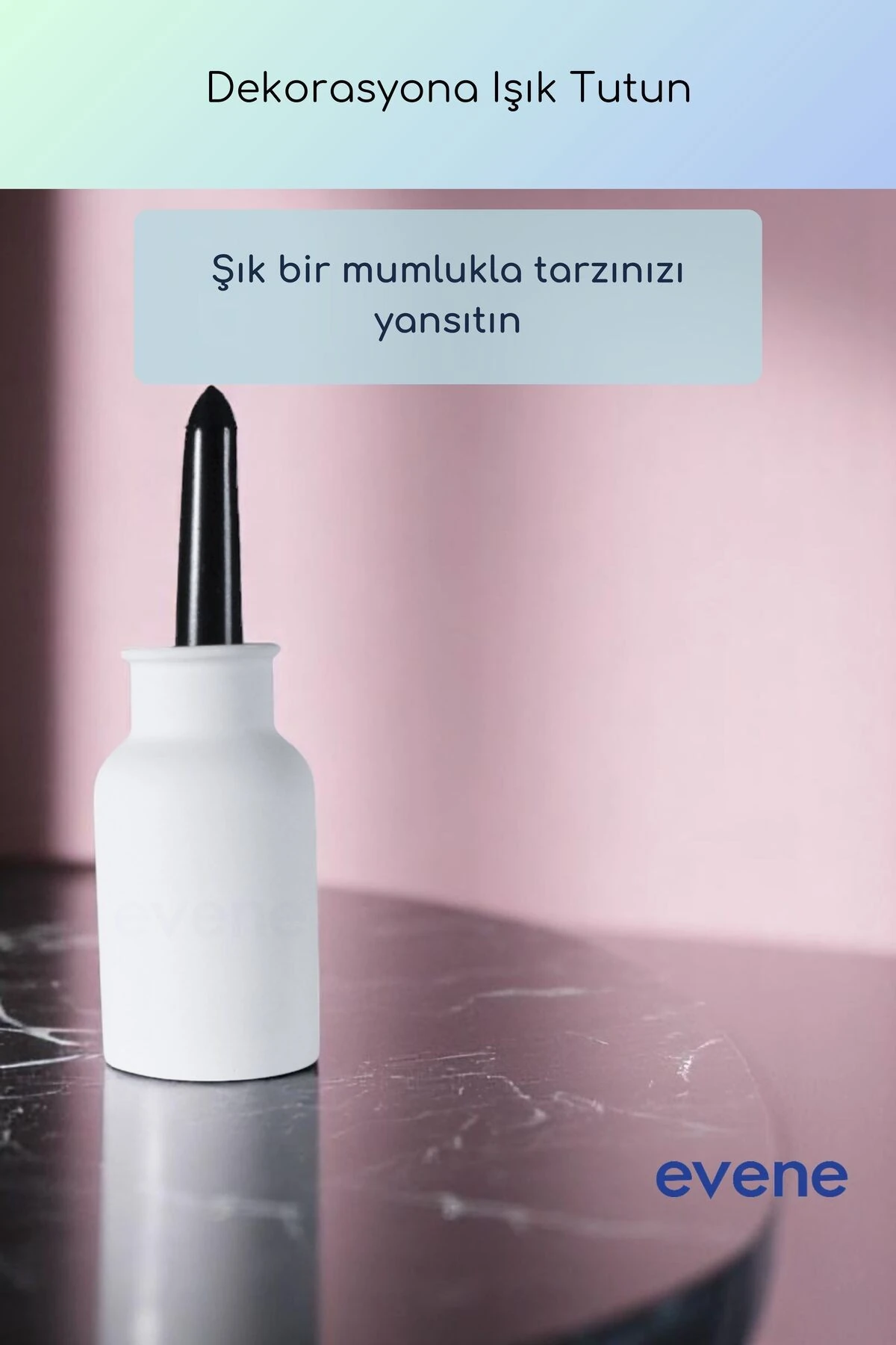 Mumluk Şamdan Ince Mum Uyumlu Beyaz Renk Model 65