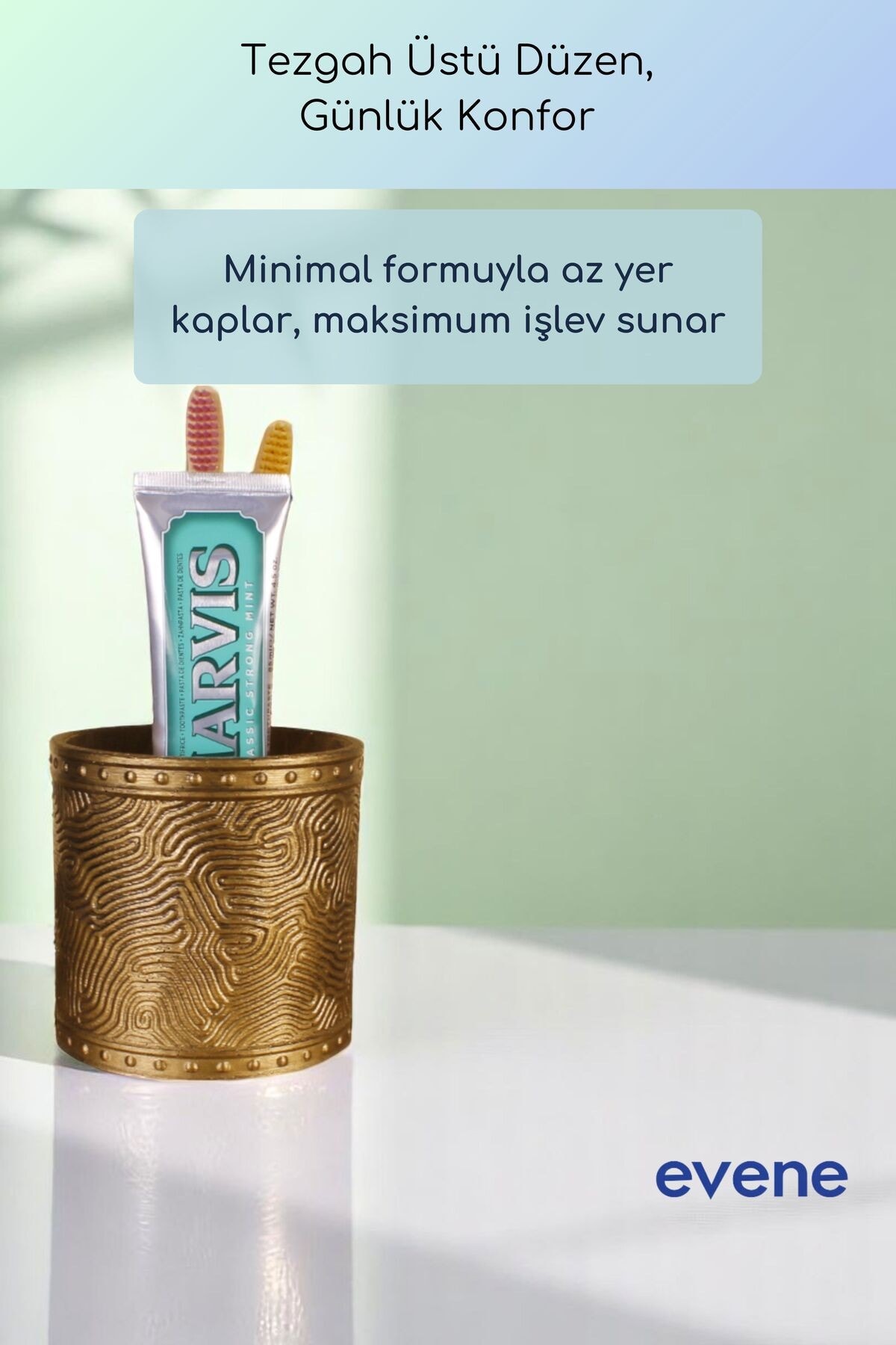 Diş Fırçalığı Diş Fırçalık Diş Fırçası Standı Diş Fırçası Tutucu Altın Eskitme Renk Model 82