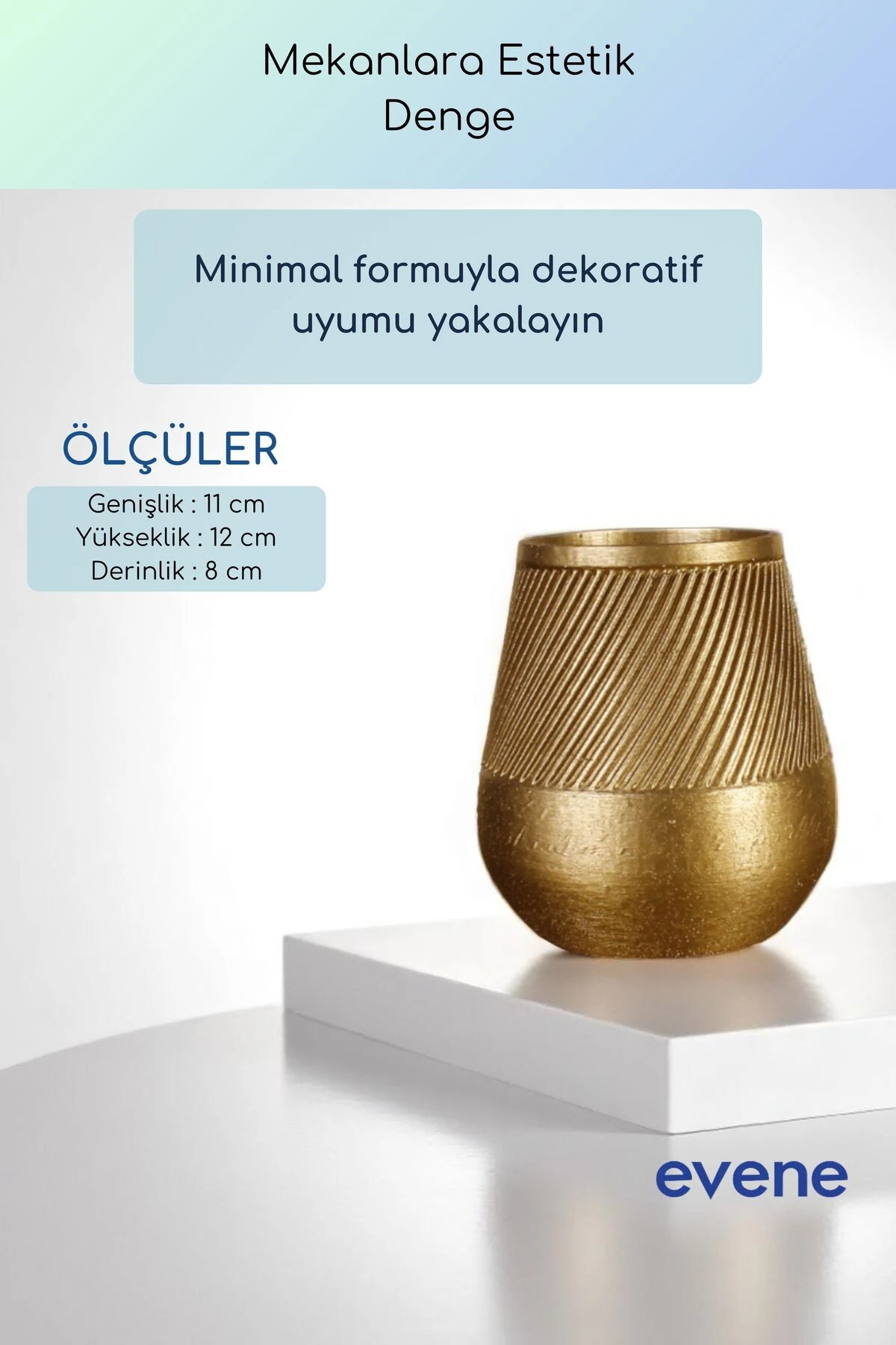 Vazo Küçük Vazo Masa Üstü Vazo Ev Dekorasyon Vazo Altın Renk Model 89