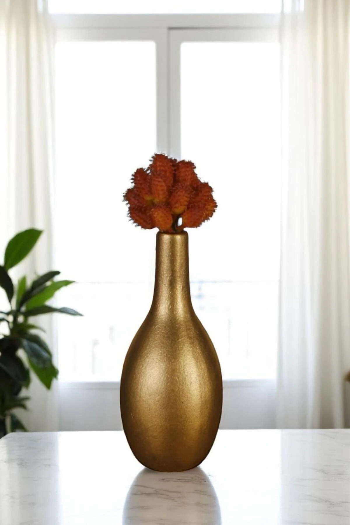 Vazo Küçük Vazo Masa Üstü Vazo Ev Dekorasyon Vazo Altın Eskitme Renk Model 72