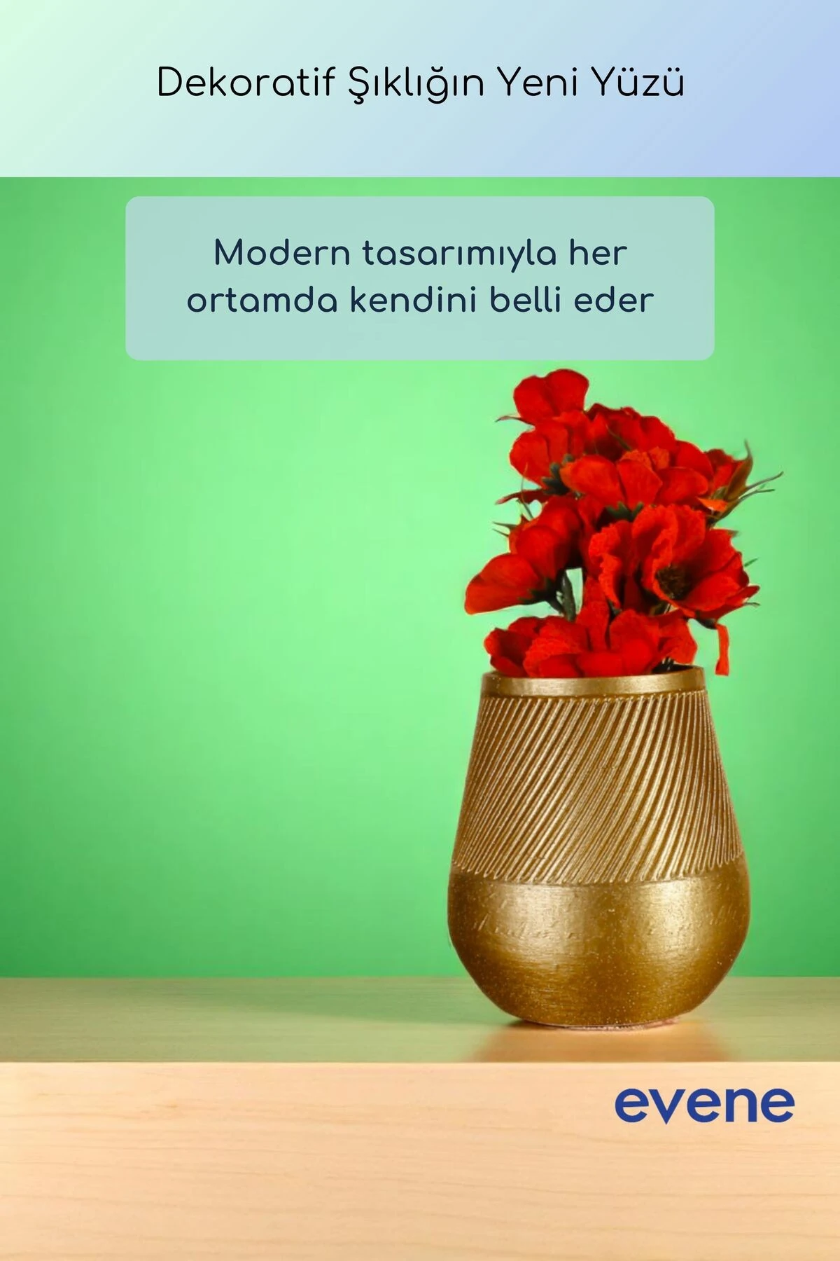 Vazo Küçük Vazo Masa Üstü Vazo Ev Dekorasyon Vazo Altın Renk Model 89