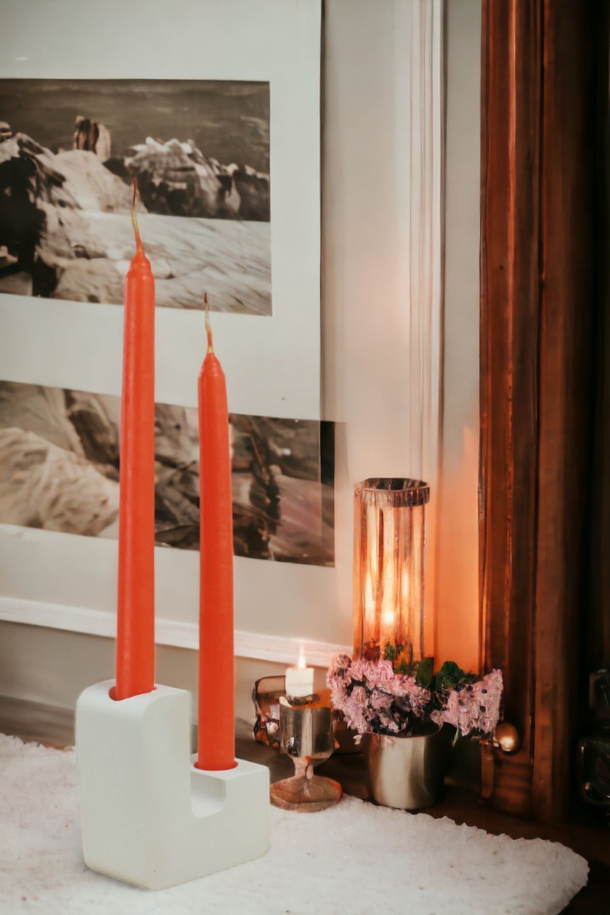 Şamdan Mumluk Dekoratif Mumluk Beyaz Renk Tealight Mumluk Model 12