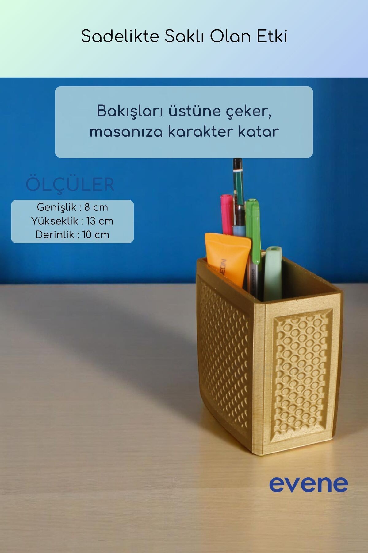 Kalemlik Masa Kalemliği Organizer Kalemlik Altın Renk Model 92
