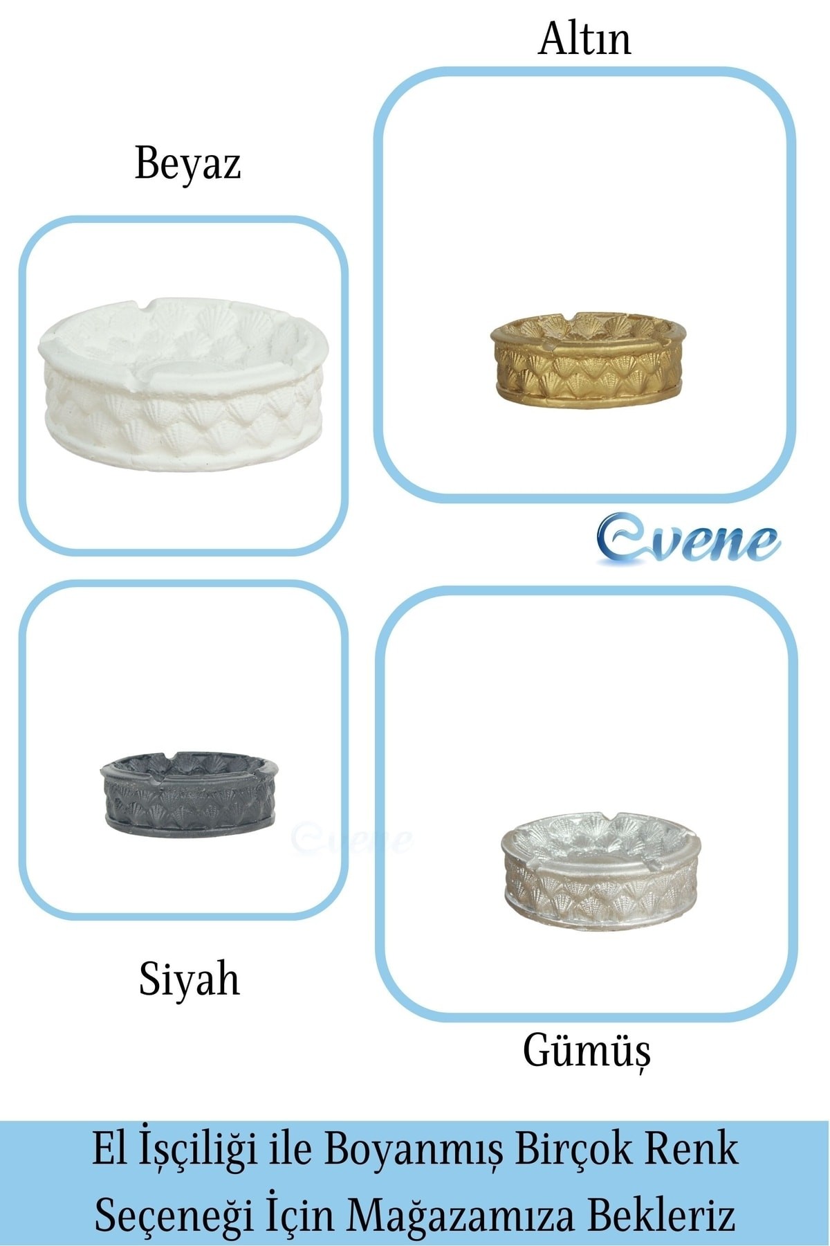 Küllük Gümüş Eskitme Renk Kül Tablası Dekoratif Küllük İstiridye Model