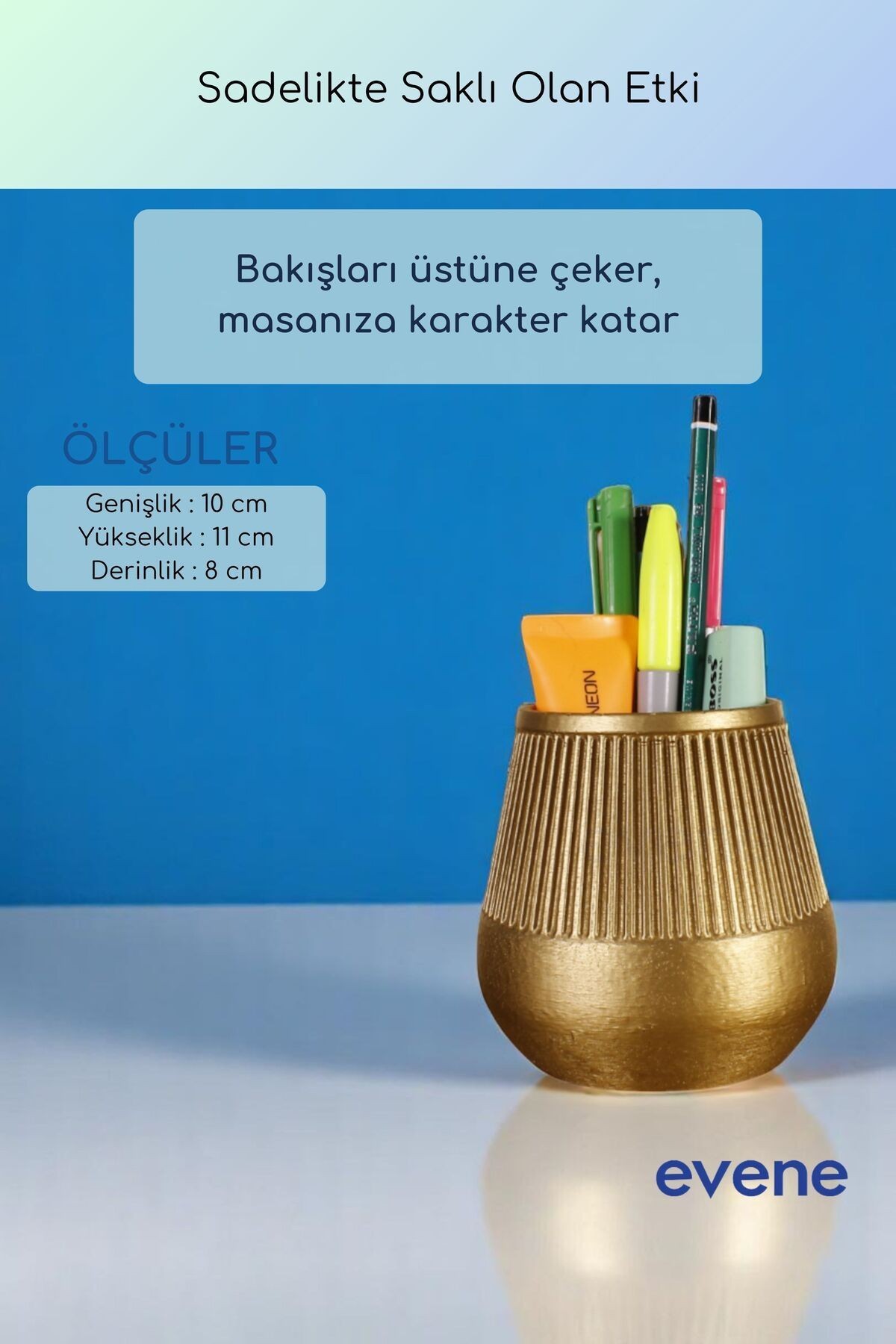 Kalemlik Masa Kalemliği Organizer Kalemlik Altın Renk Model 88