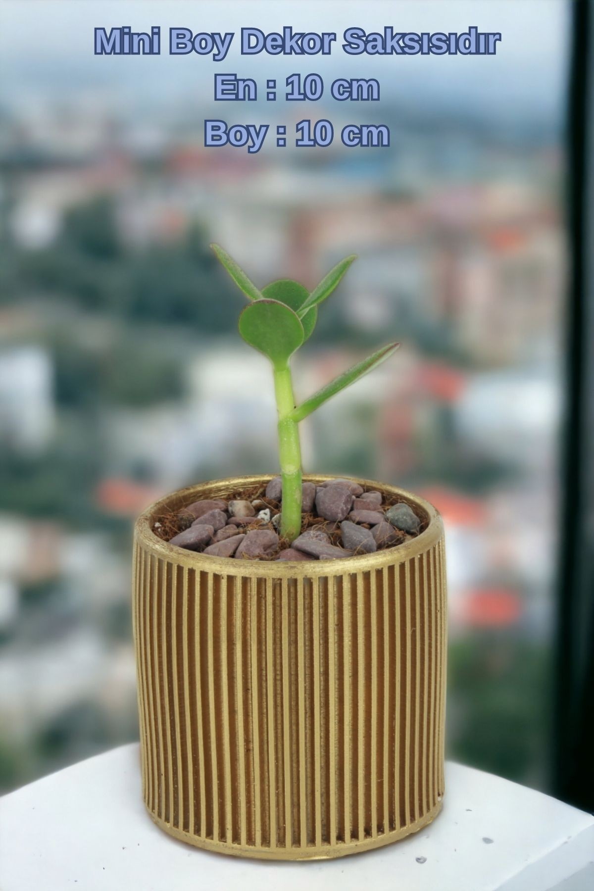 El Yapımı Saksı Altın Dekoratif Saksı Küçük Boy Model 20