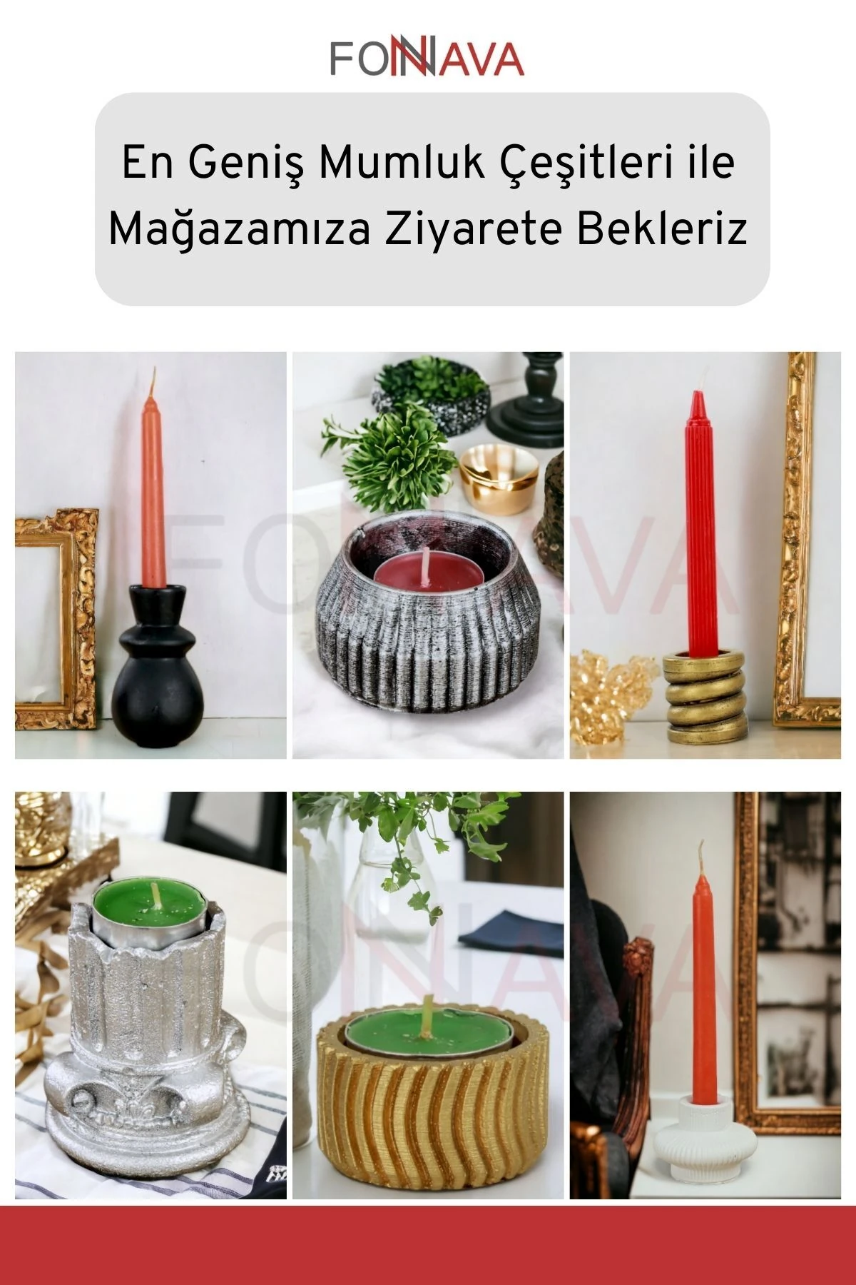 Şamdan Mumluk Dekoratif Mumluk Tealight Mumluk Model 27 İkili Mumluk