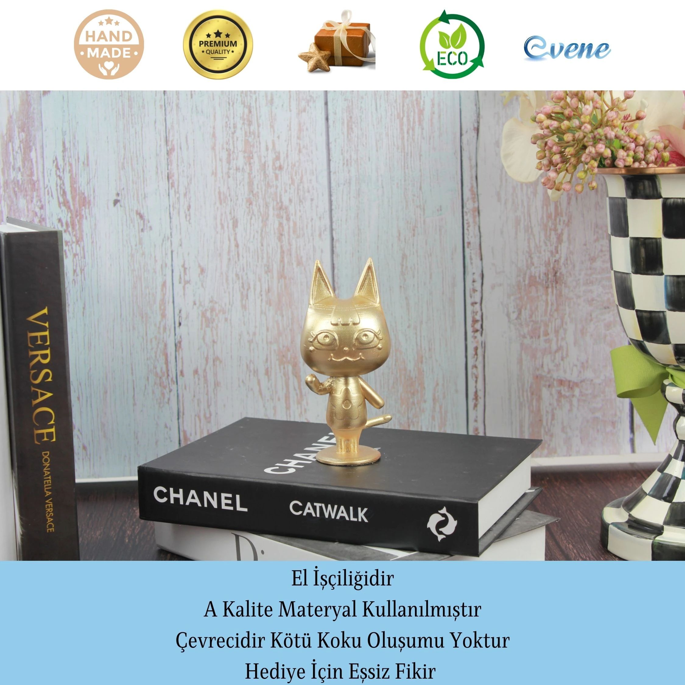 Dekoratif Küçük Kedi Biblo Heykel El Yapımı Hediyelik Süs Eşyası Sevimli Model Tasarım Ürünü