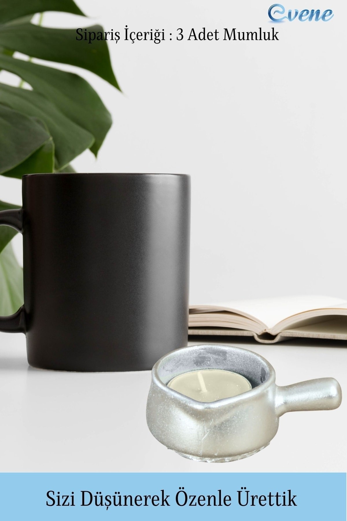 Gümüş Mumluk Şamdan 3 Adet Tealight Uyumlu Üçlü Tava Model