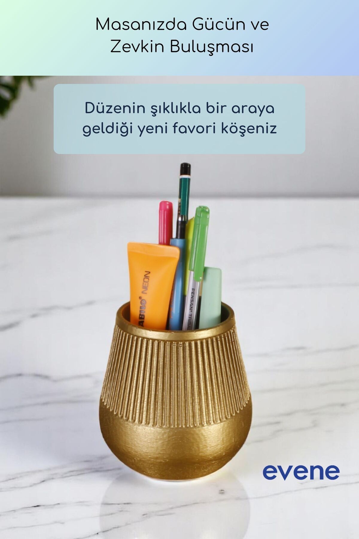 Kalemlik Masa Kalemliği Organizer Kalemlik Altın Renk Model 88