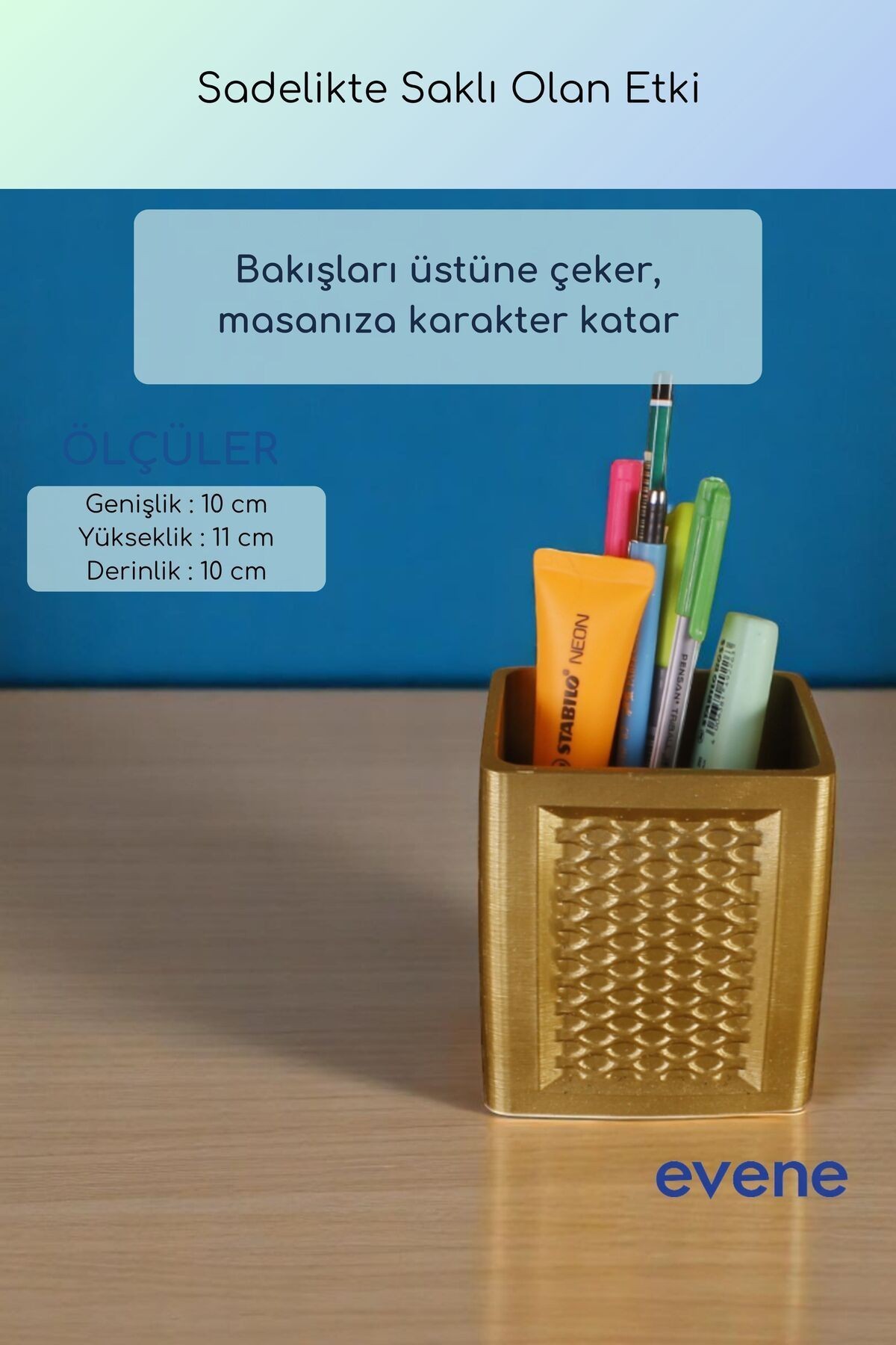Kalemlik Masa Kalemliği Organizer Kalemlik Altın Renk Model 86