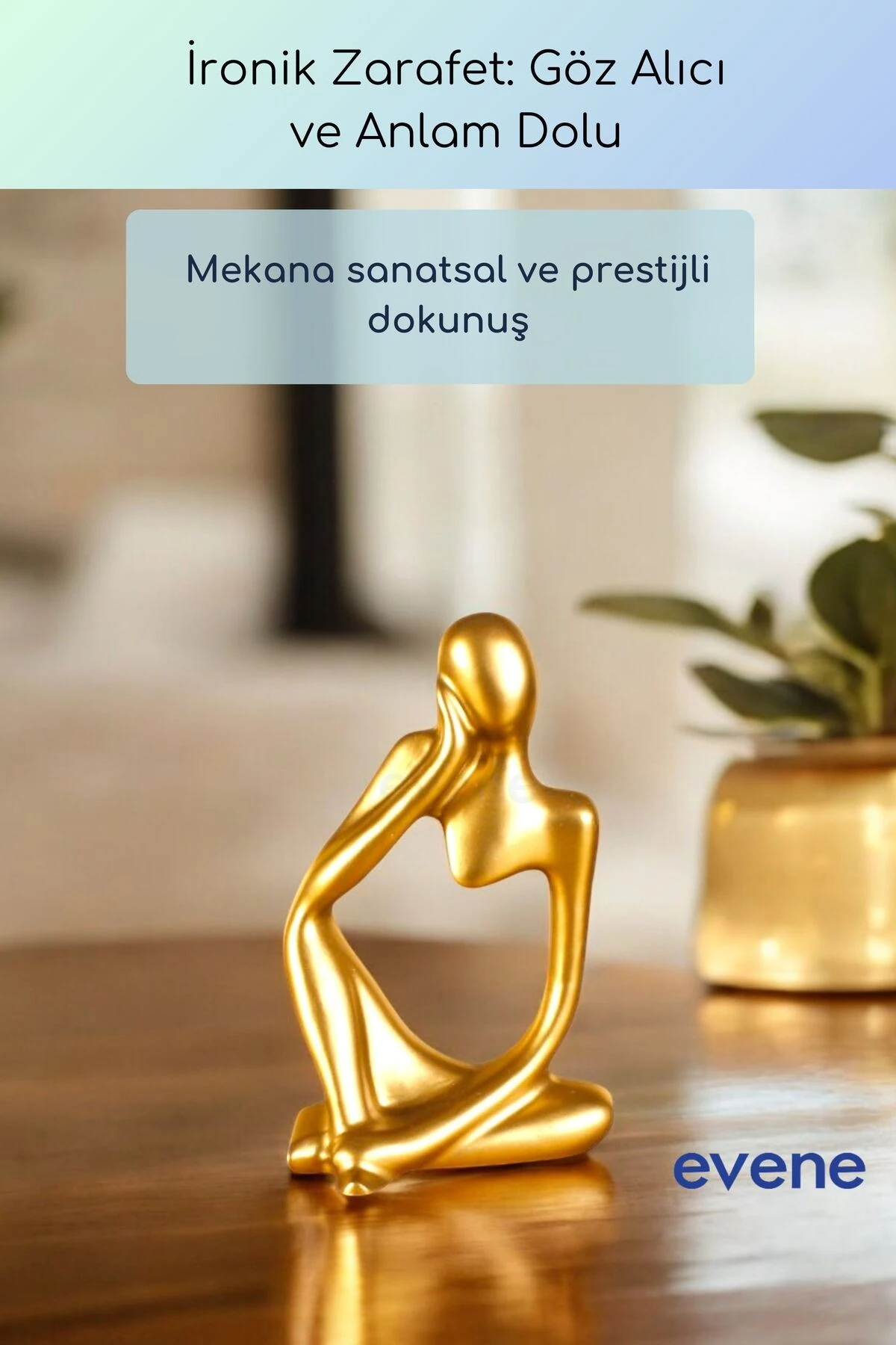 Dekoratif Obje Biblo Ev Dekorasyon Heykel Salon Masa Üstü Süs Eşyası Altın Model 51