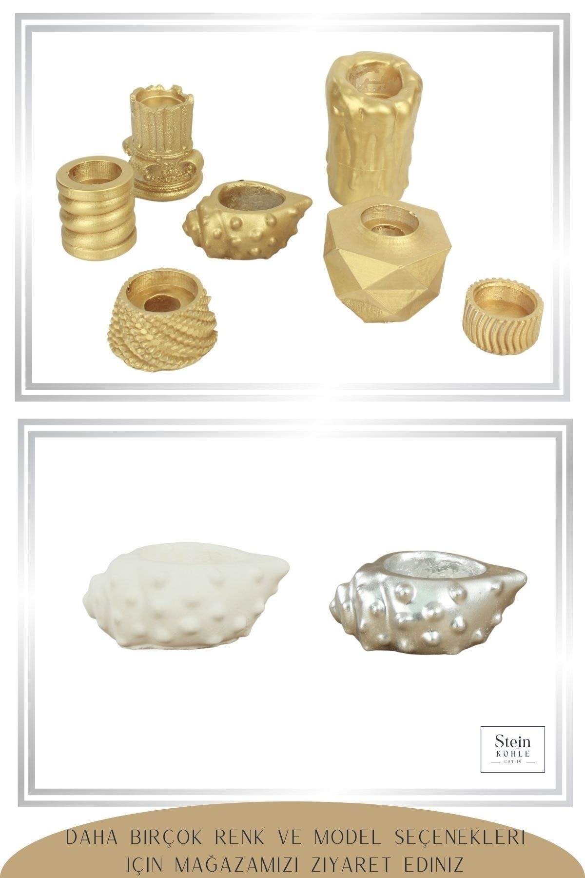 Şamdan Dekoratif Mumluk Altın Şamdan Tealight Mum Uyumlu Deniz Kabuğu Model
