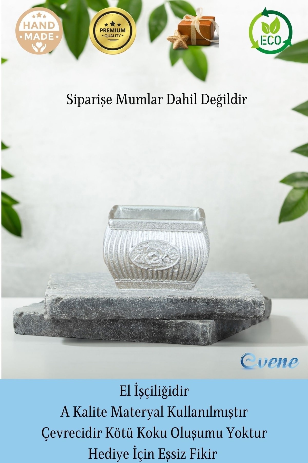 Gümüş Mumluk Şamdan 3 Adet Tealight Uyumlu Üçlü Mini Çizgili Çiçekli Model