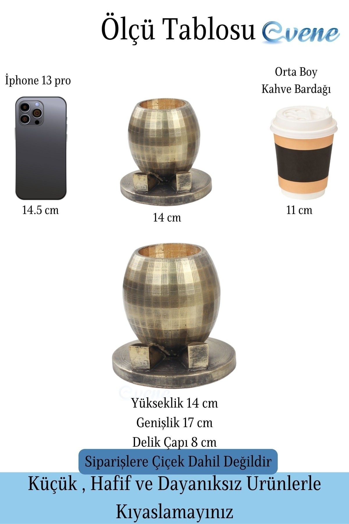 Saksı Çiçek Kaktüs Saksısı Lüx 17 cm Altın Eskitme Varak Boyalı Yuvarlak Ayaklı Saksı Çiçeklik