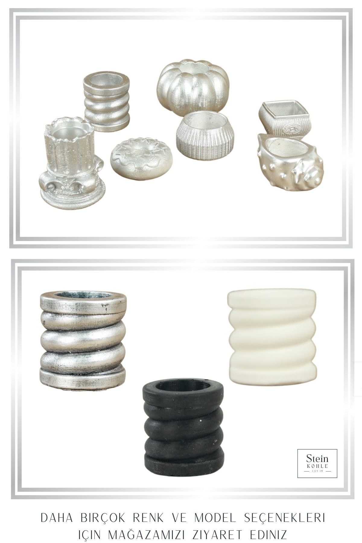 Şamdan Dekoratif Mumluk Gümüş Şamdan Tealight ve Uzun Mum Uyumlu Spiral Model