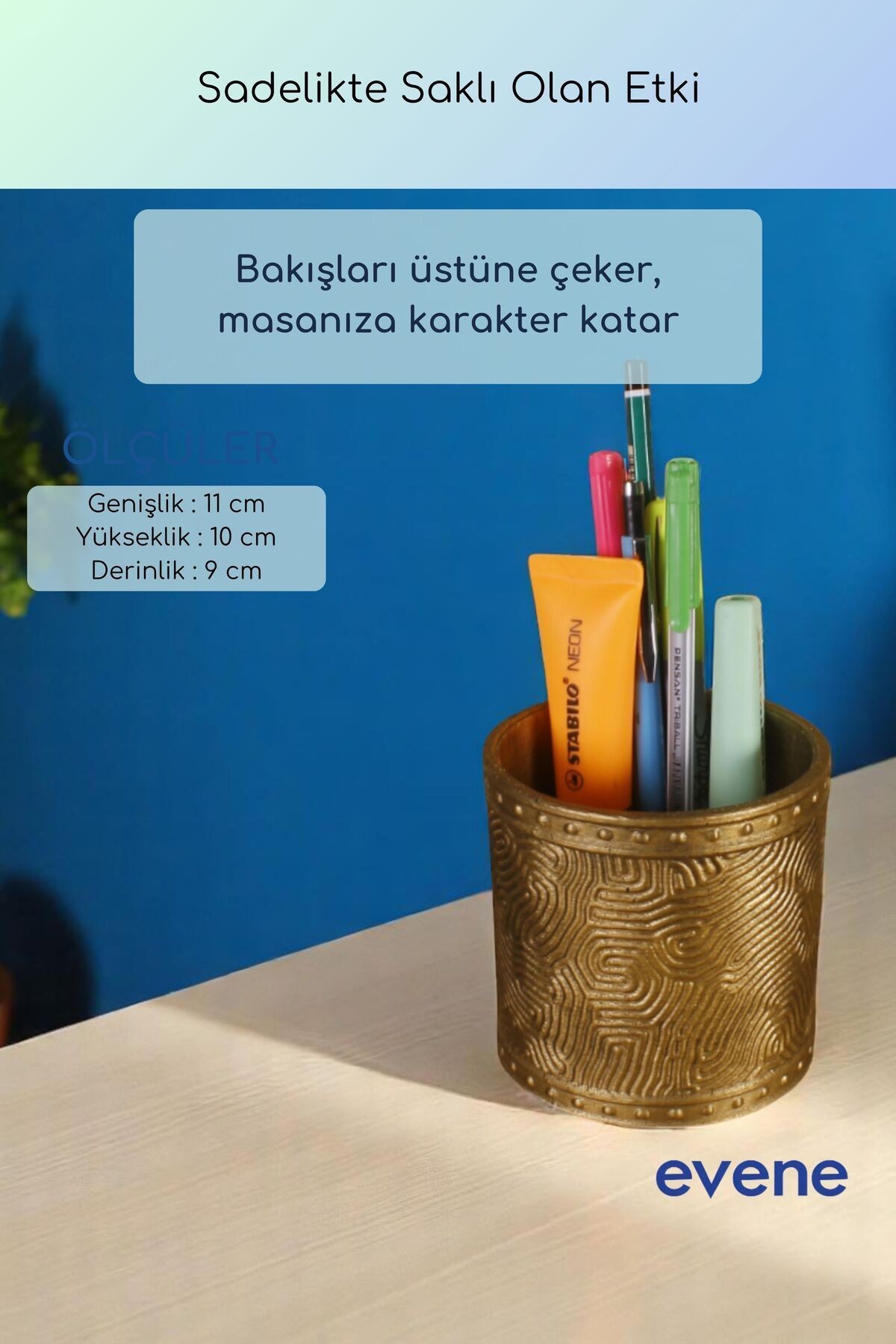 Kalemlik Masa Kalemliği Organizer Kalemlik Altın Eskitme Renk Model 82